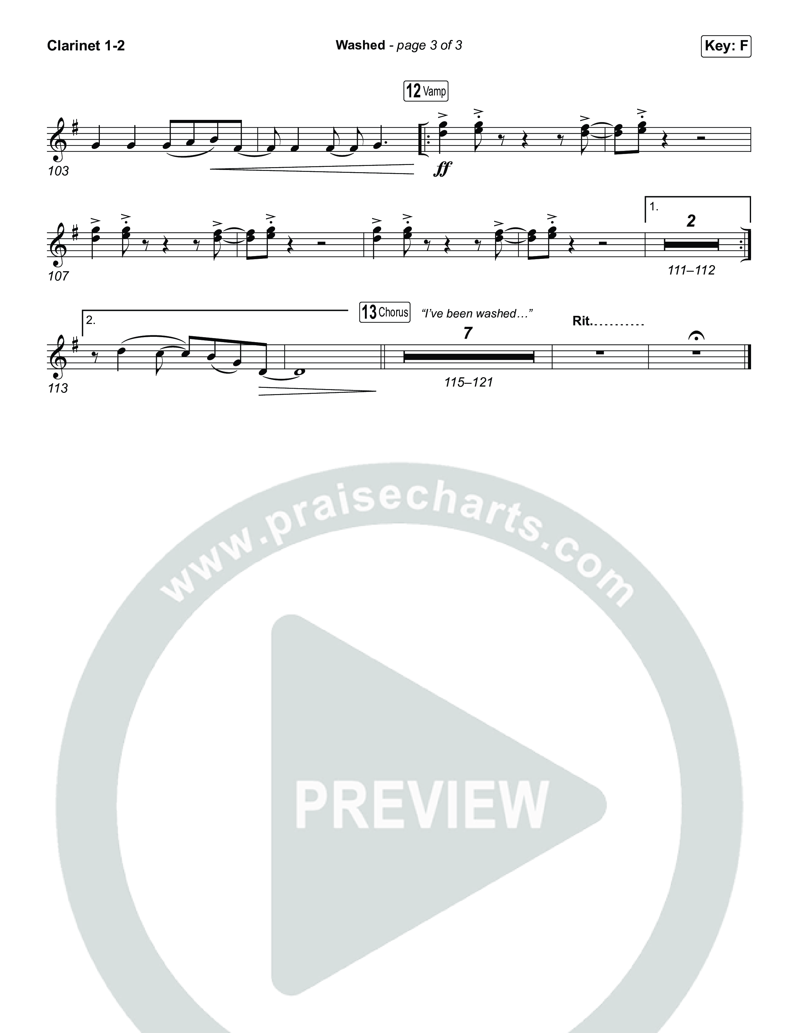 Washed (Sing It Now) Clarinet 1/2 (ELEVATION RHYTHM / Arr. Luke Gambill)