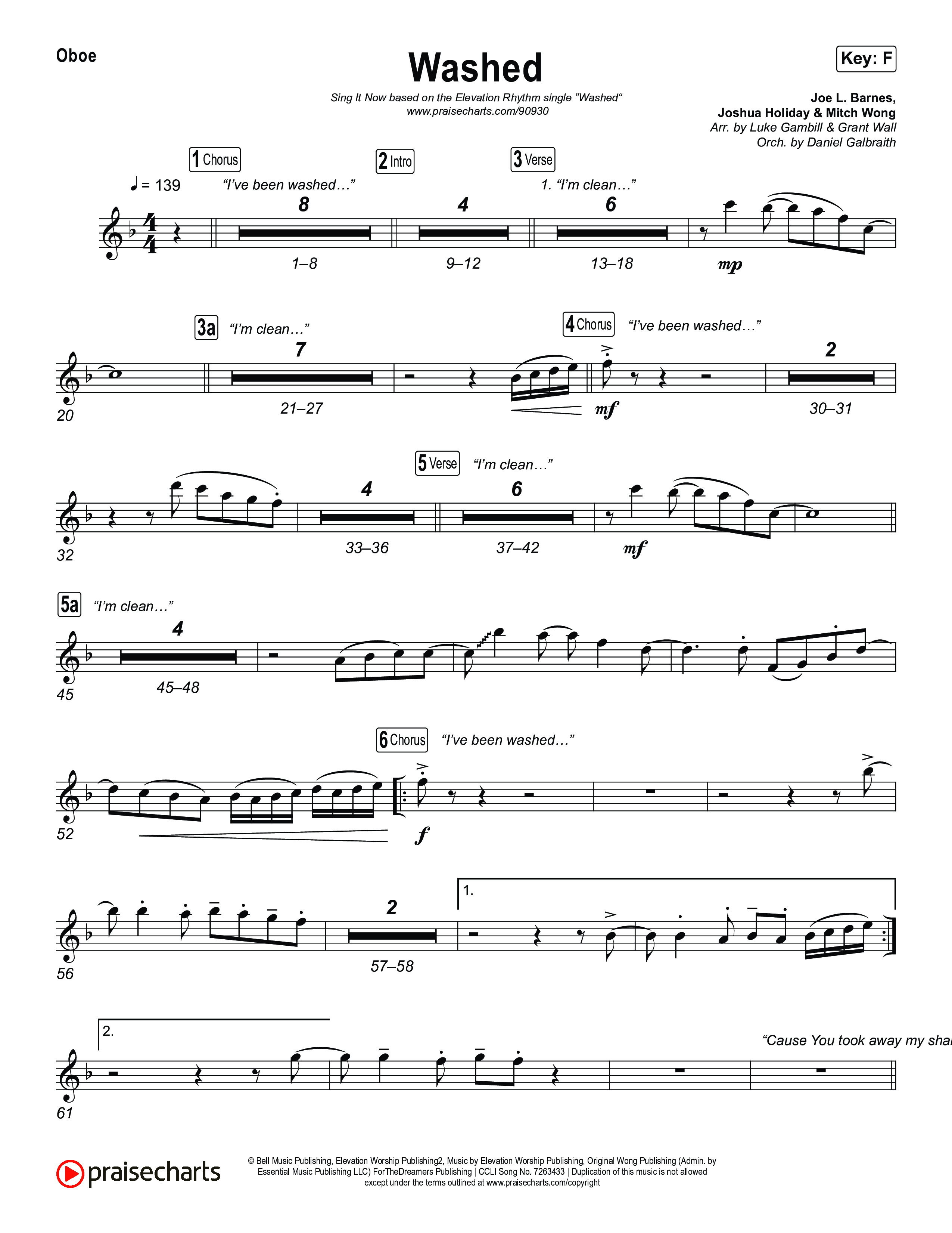 Washed (Sing It Now) Oboe (ELEVATION RHYTHM / Arr. Luke Gambill)