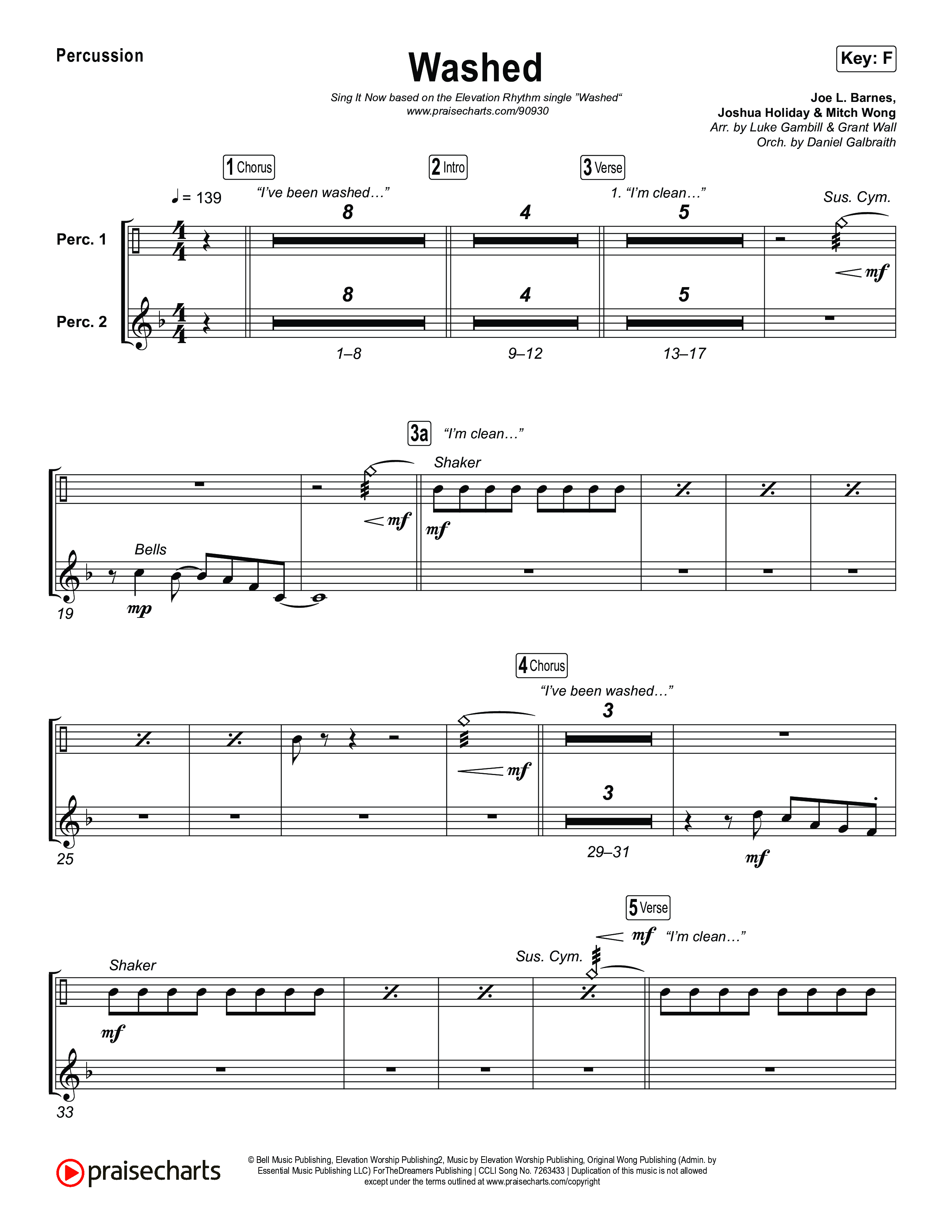 Washed (Sing It Now) Percussion (ELEVATION RHYTHM / Arr. Luke Gambill)