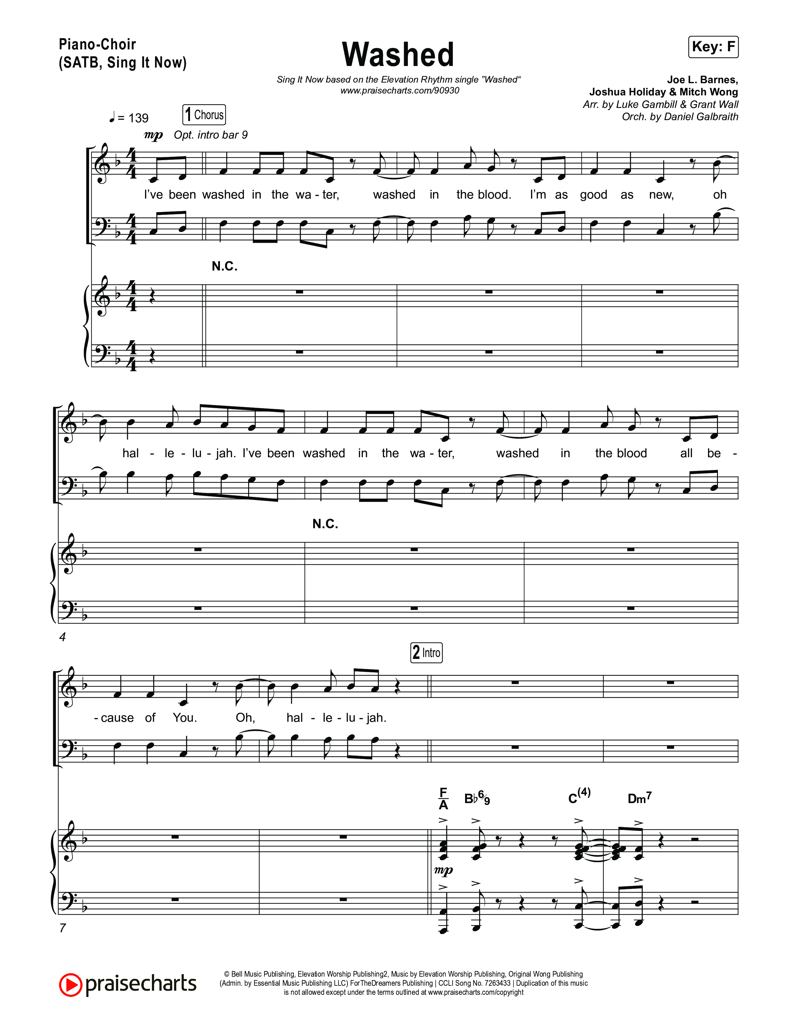 Washed (Sing It Now) Piano/Choir (SATB) (ELEVATION RHYTHM / Arr. Luke Gambill)