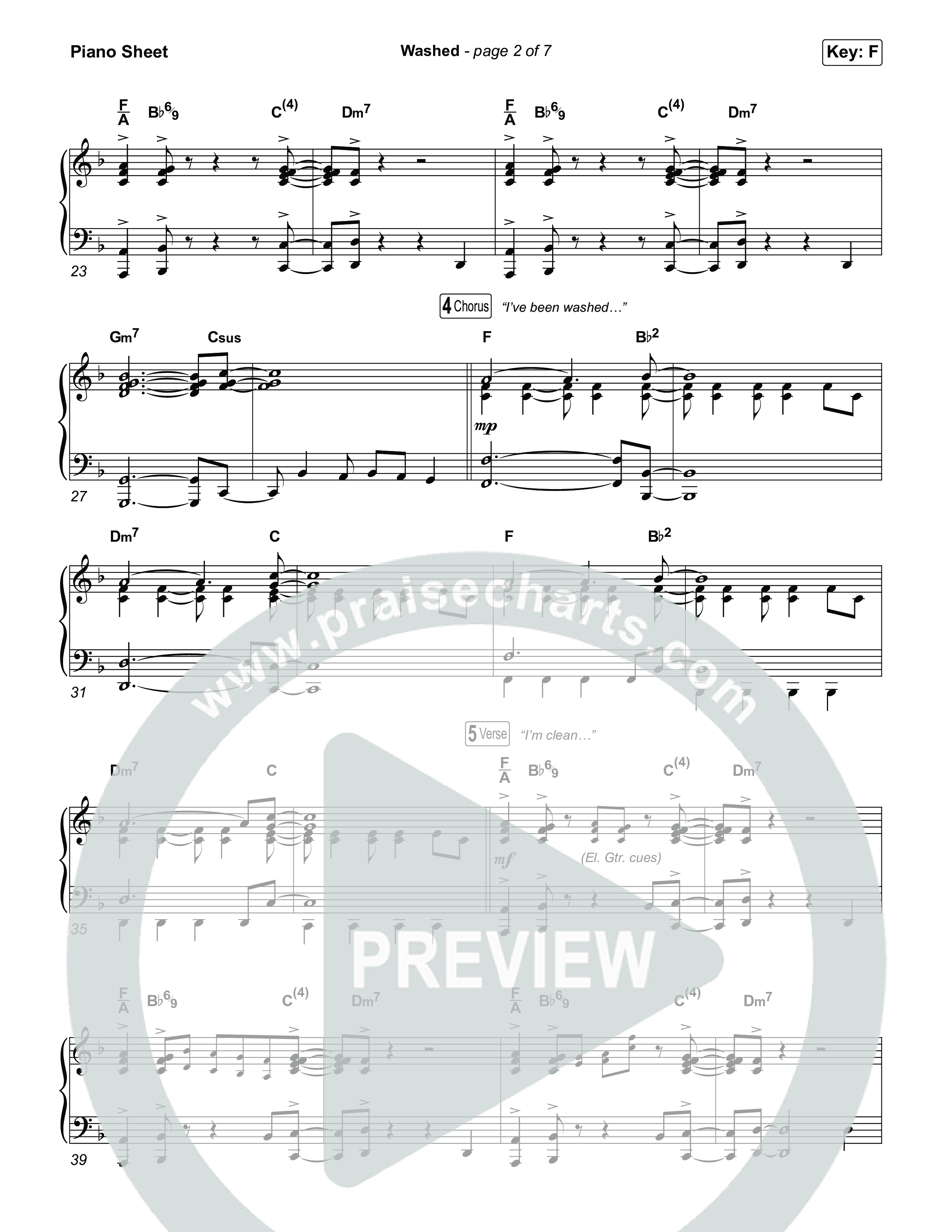 Washed (Sing It Now) Piano Sheet (ELEVATION RHYTHM / Arr. Luke Gambill)