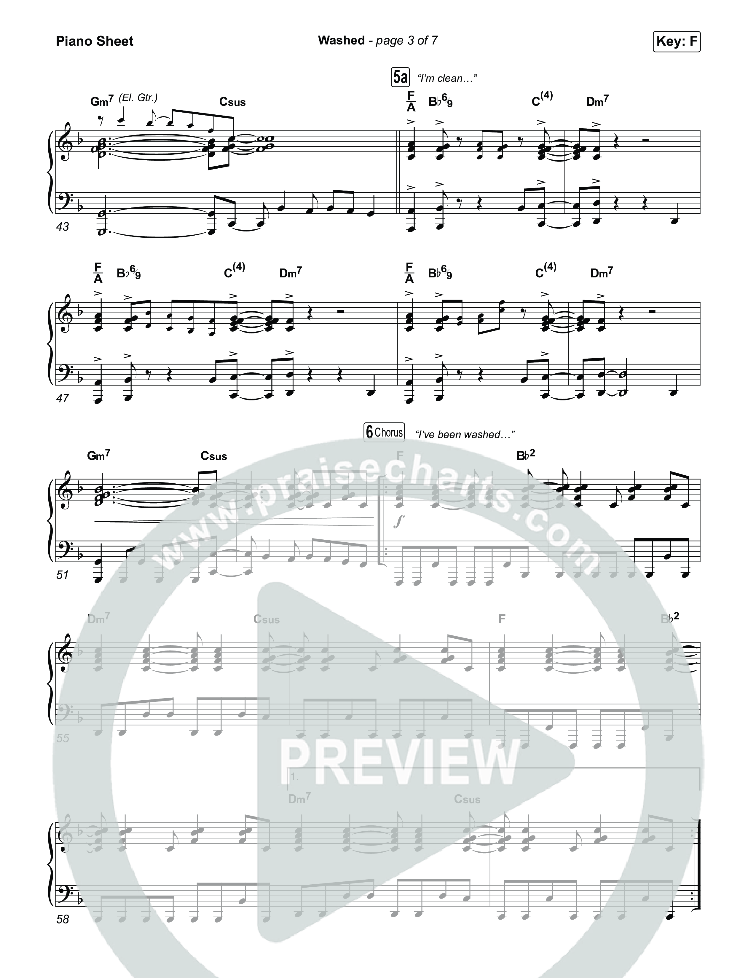 Washed (Sing It Now) Piano Sheet (ELEVATION RHYTHM / Arr. Luke Gambill)
