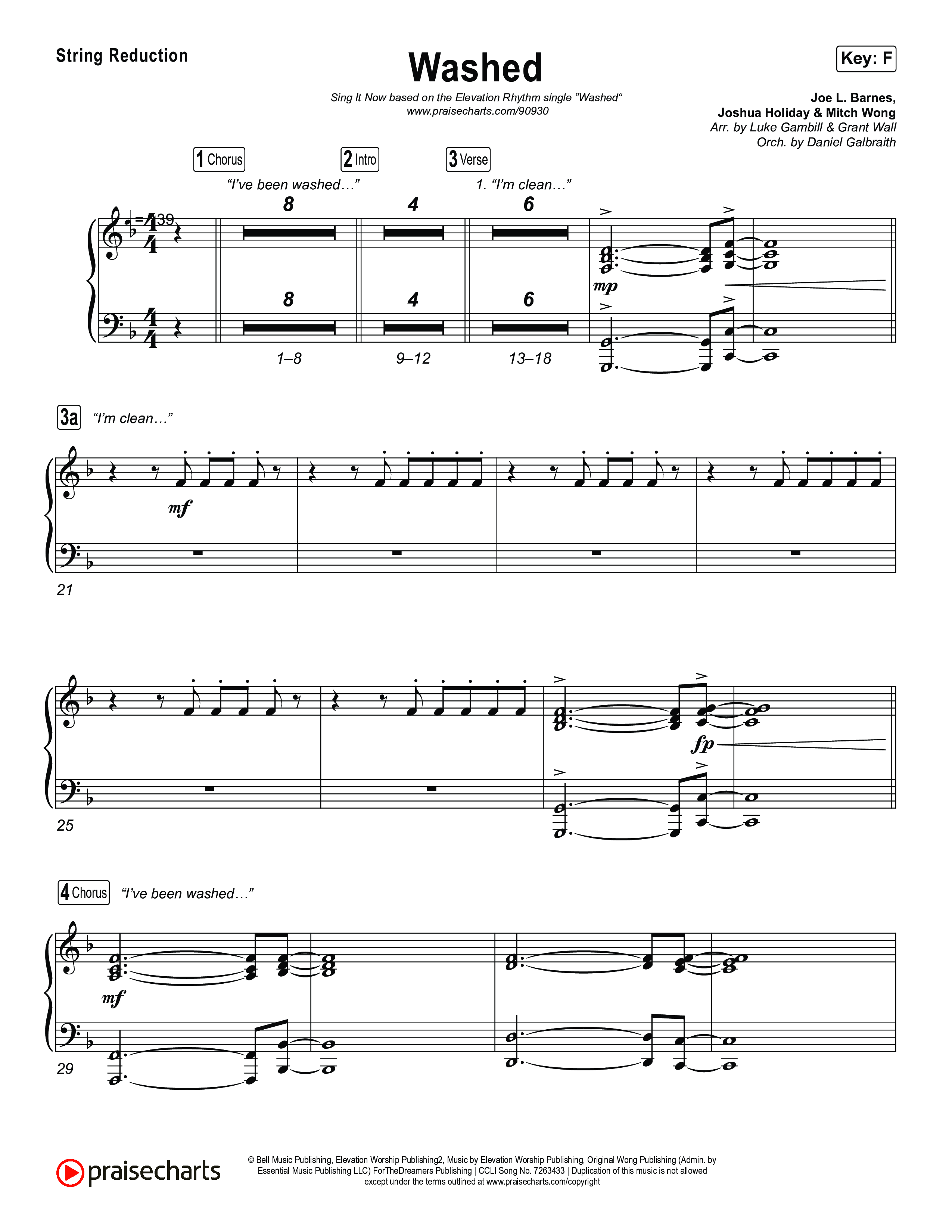 Washed (Sing It Now) String Reduction (ELEVATION RHYTHM / Arr. Luke Gambill)