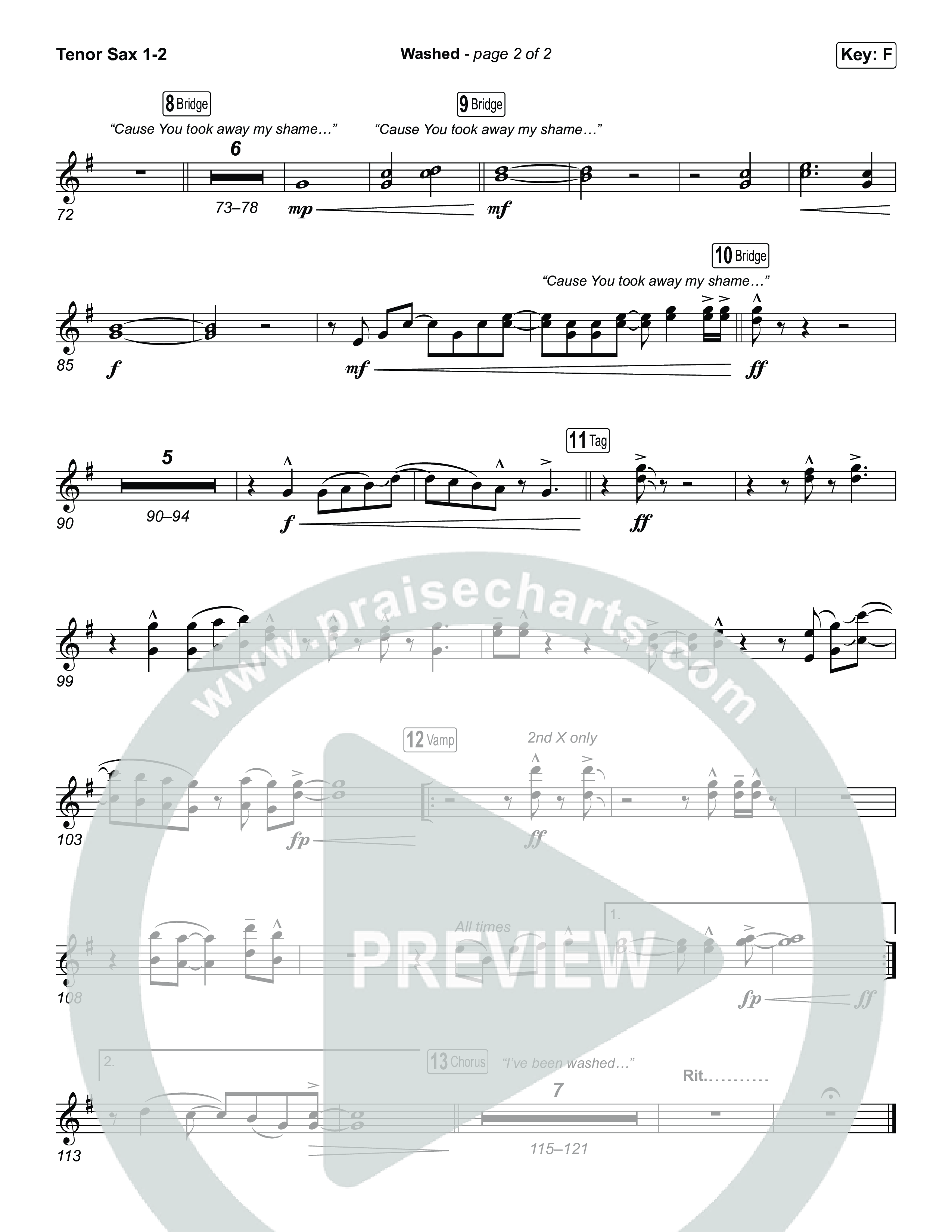 Washed (Sing It Now) Tenor Sax 1/2 (ELEVATION RHYTHM / Arr. Luke Gambill)