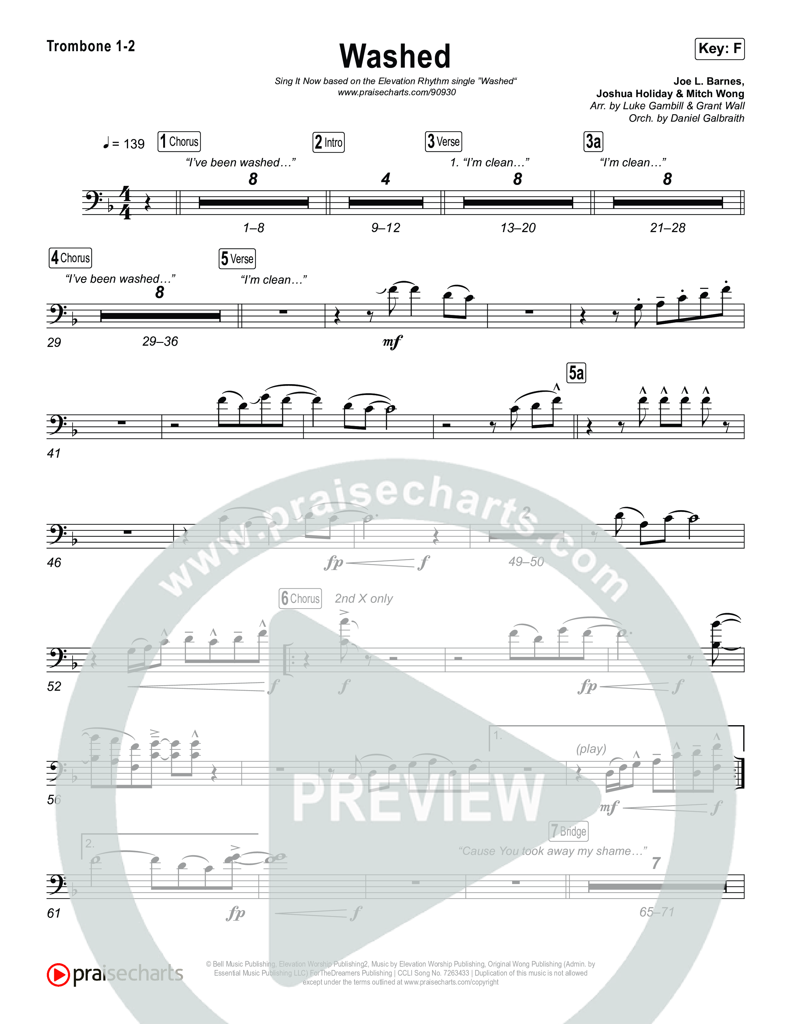 Washed (Sing It Now) Trombone 1/2 (ELEVATION RHYTHM / Arr. Luke Gambill)