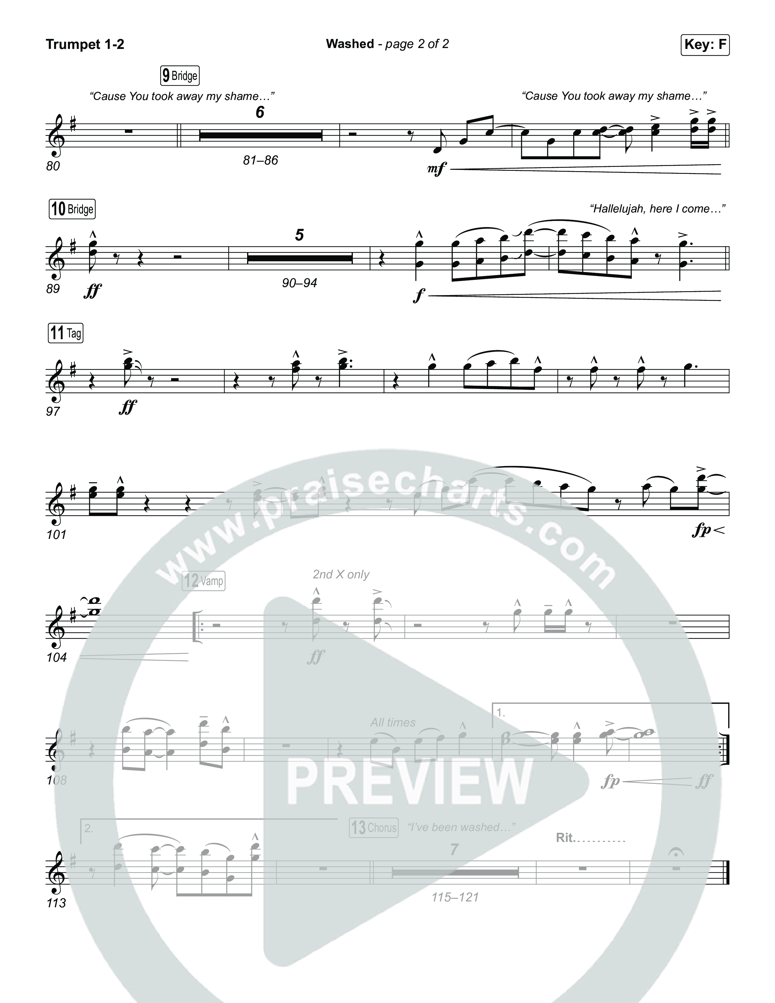 Washed (Sing It Now) Trumpet 1,2 (ELEVATION RHYTHM / Arr. Luke Gambill)