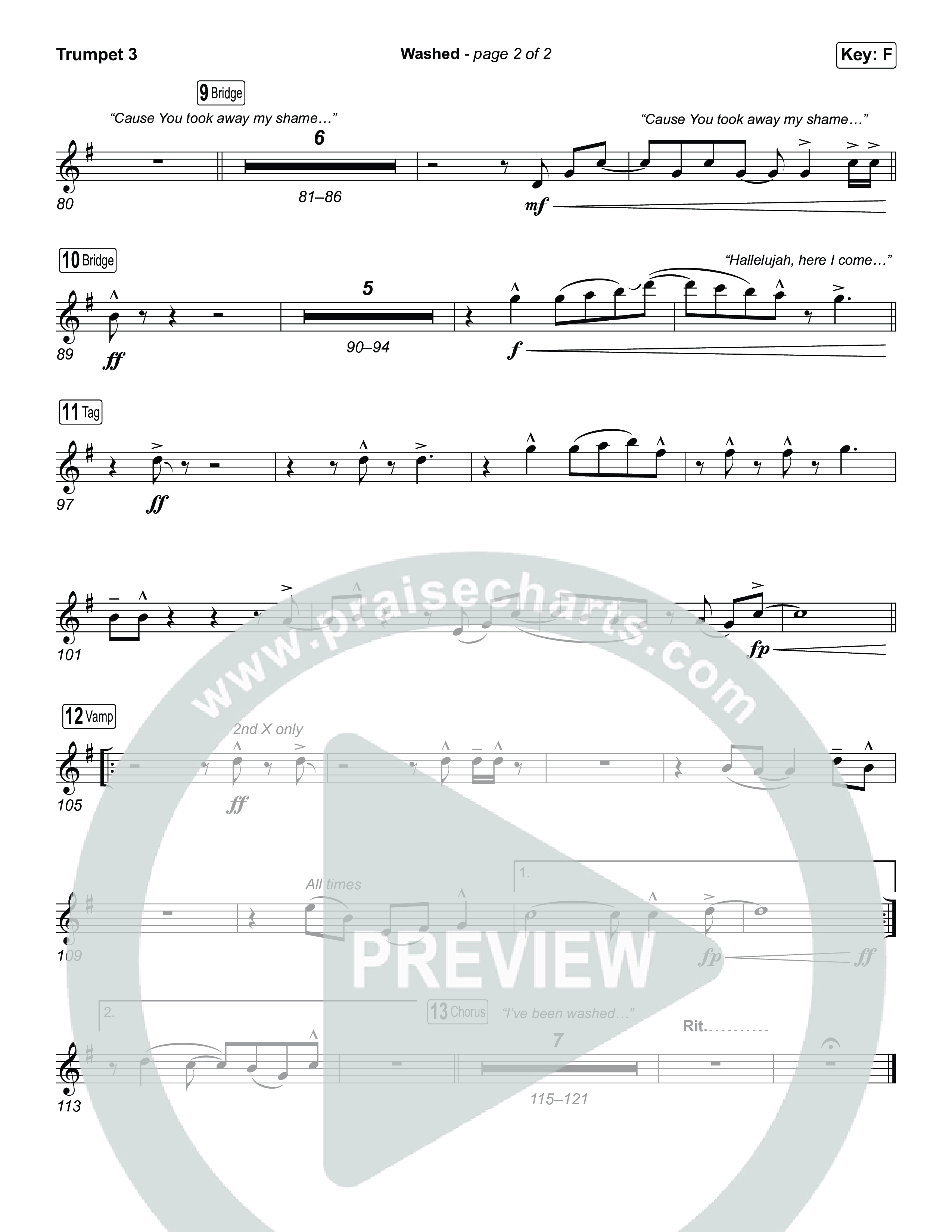 Washed (Sing It Now) Trumpet 3 (ELEVATION RHYTHM / Arr. Luke Gambill)