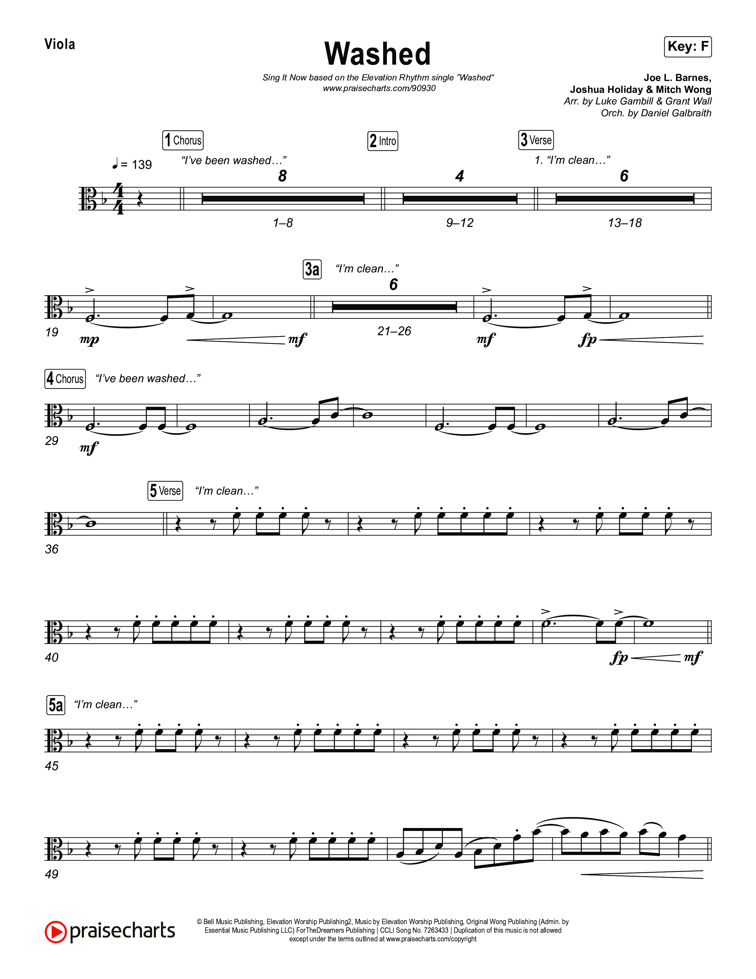 Washed (Sing It Now) Viola (ELEVATION RHYTHM / Arr. Luke Gambill)