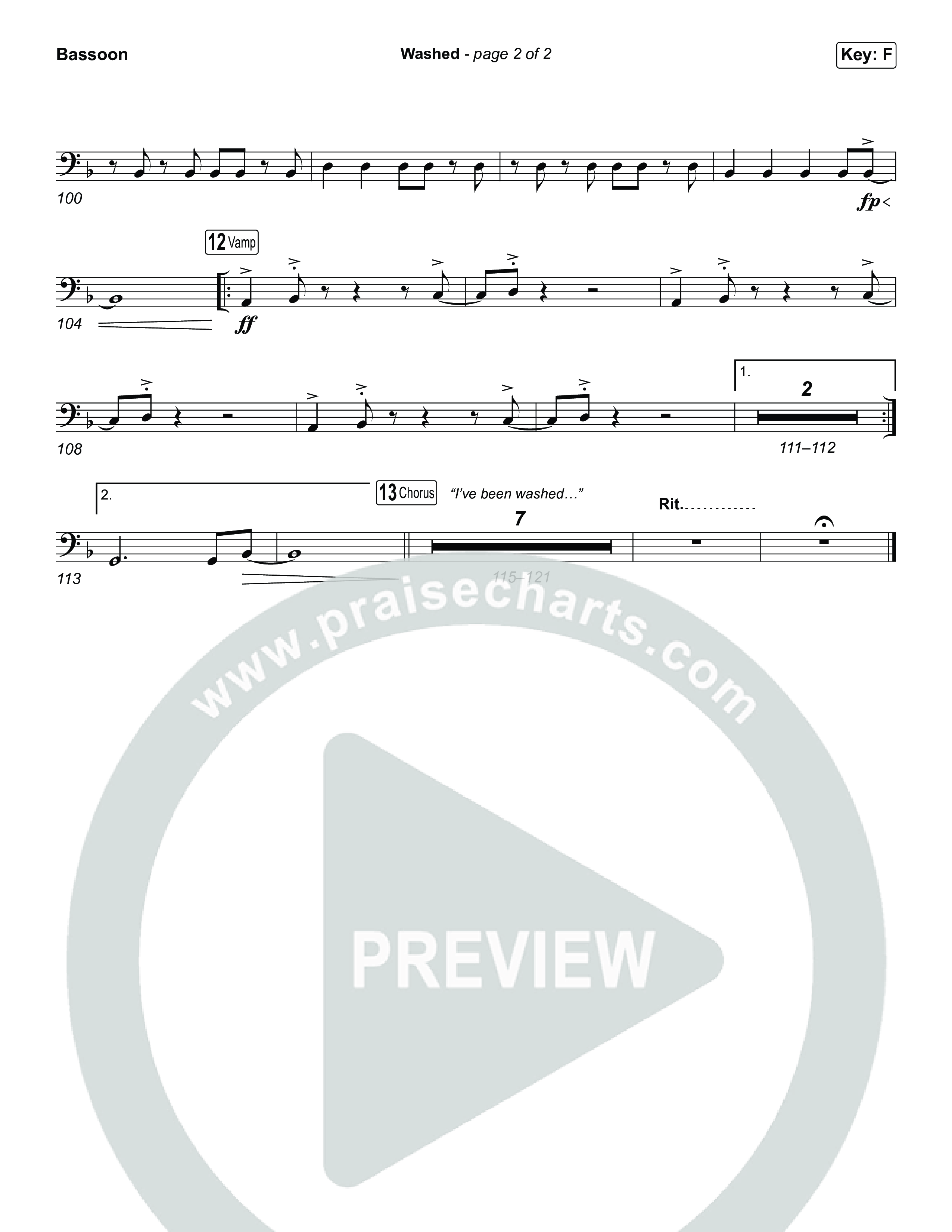 Washed (Worship Choir/SAB) Bassoon (ELEVATION RHYTHM / Arr. Luke Gambill)