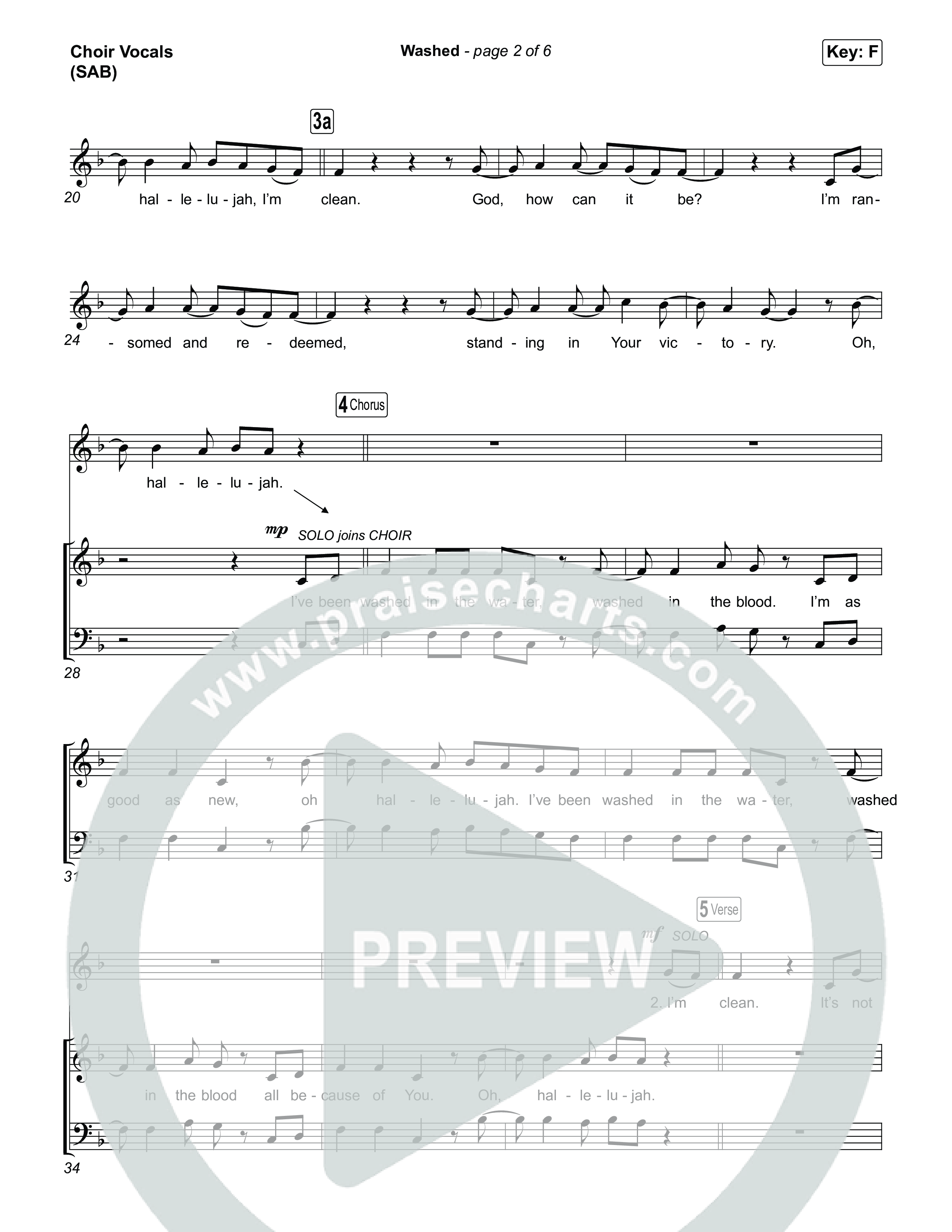 Washed (Worship Choir/SAB) Choir Sheet (SAB) (ELEVATION RHYTHM / Arr. Luke Gambill)