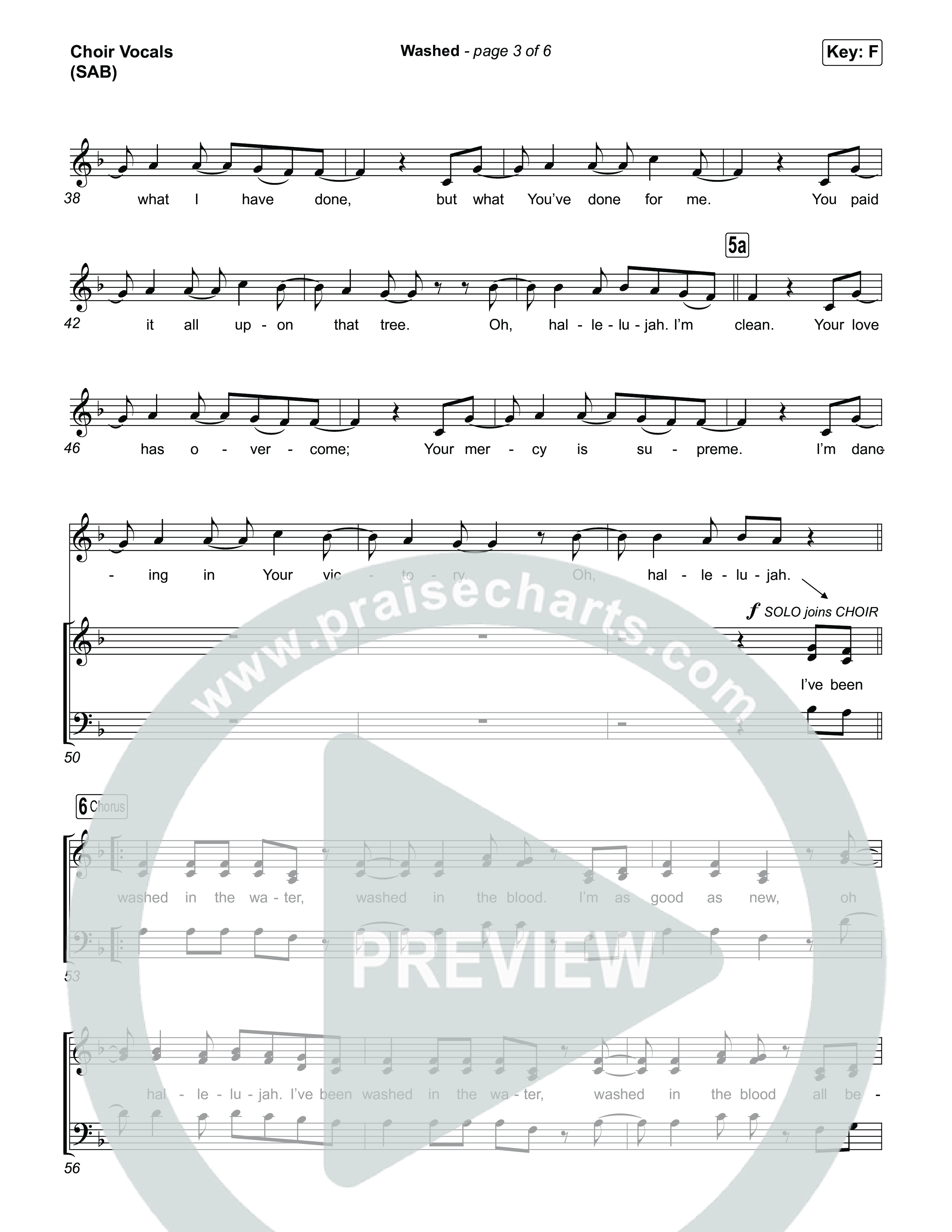 Washed (Worship Choir/SAB) Choir Sheet (SAB) (ELEVATION RHYTHM / Arr. Luke Gambill)