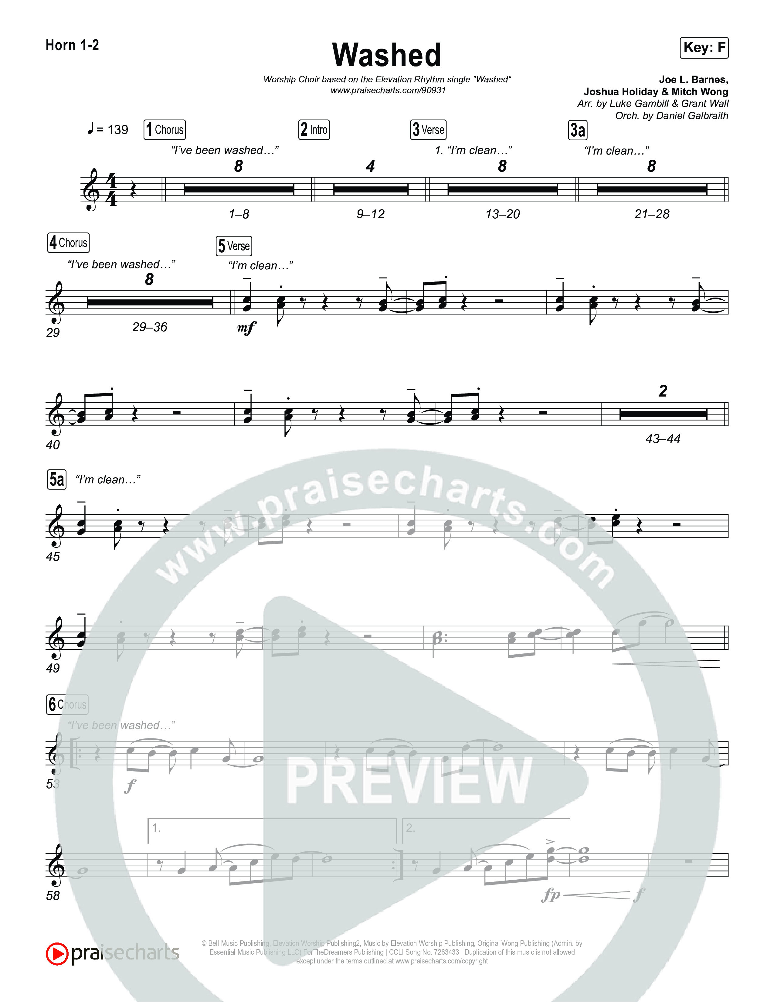 Washed (Worship Choir/SAB) Brass Pack (ELEVATION RHYTHM / Arr. Luke Gambill)