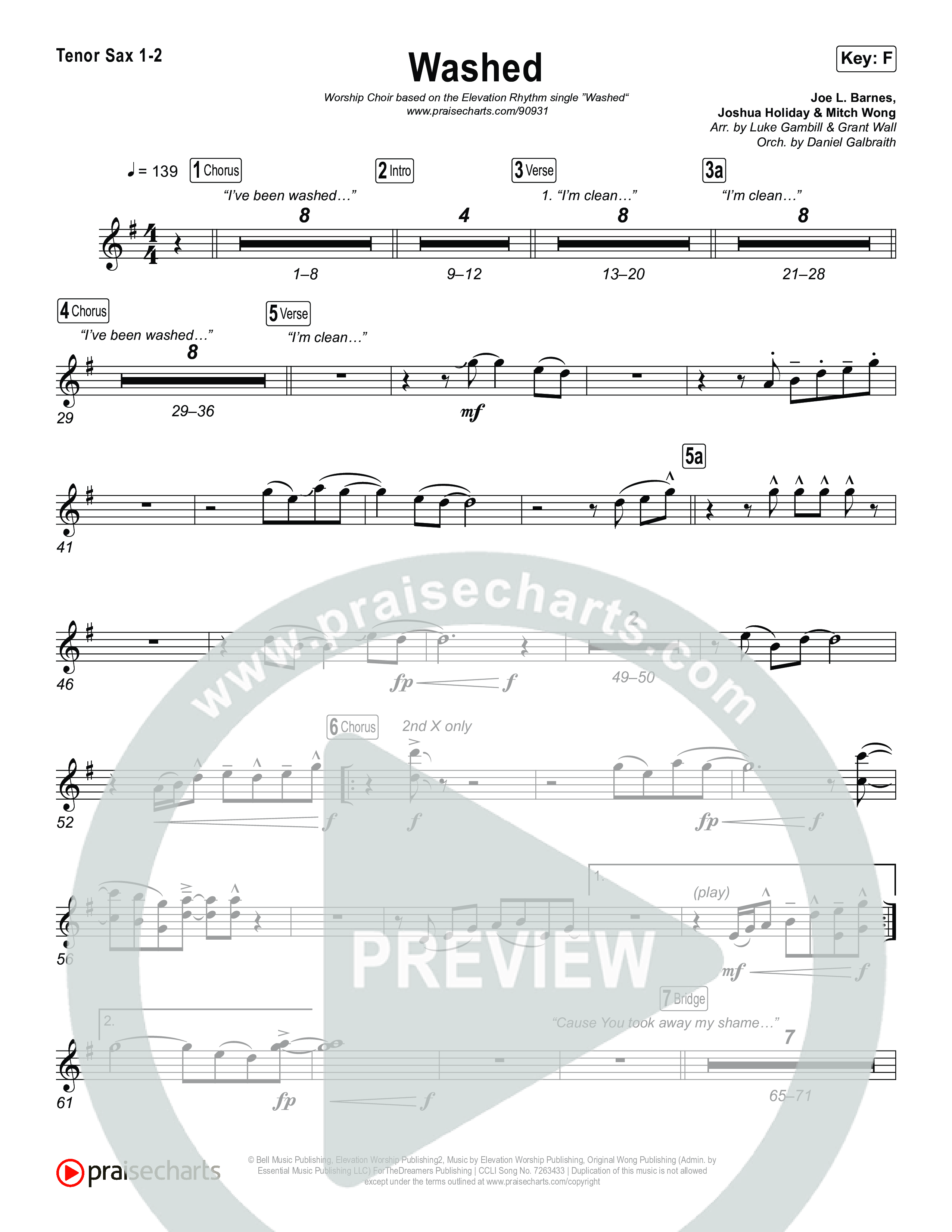 Washed (Worship Choir/SAB) Sax Pack (ELEVATION RHYTHM / Arr. Luke Gambill)