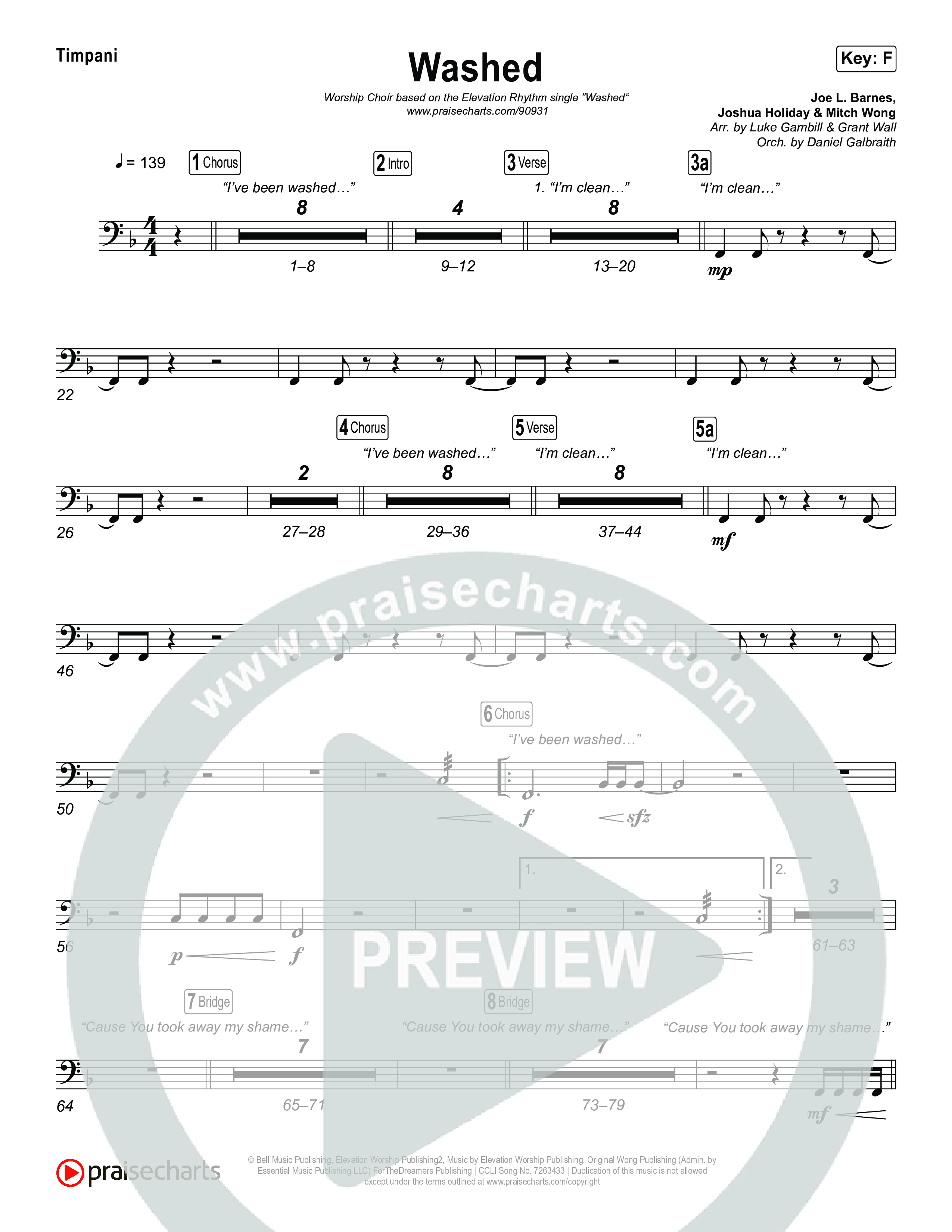 Washed (Worship Choir/SAB) Timpani (ELEVATION RHYTHM / Arr. Luke Gambill)
