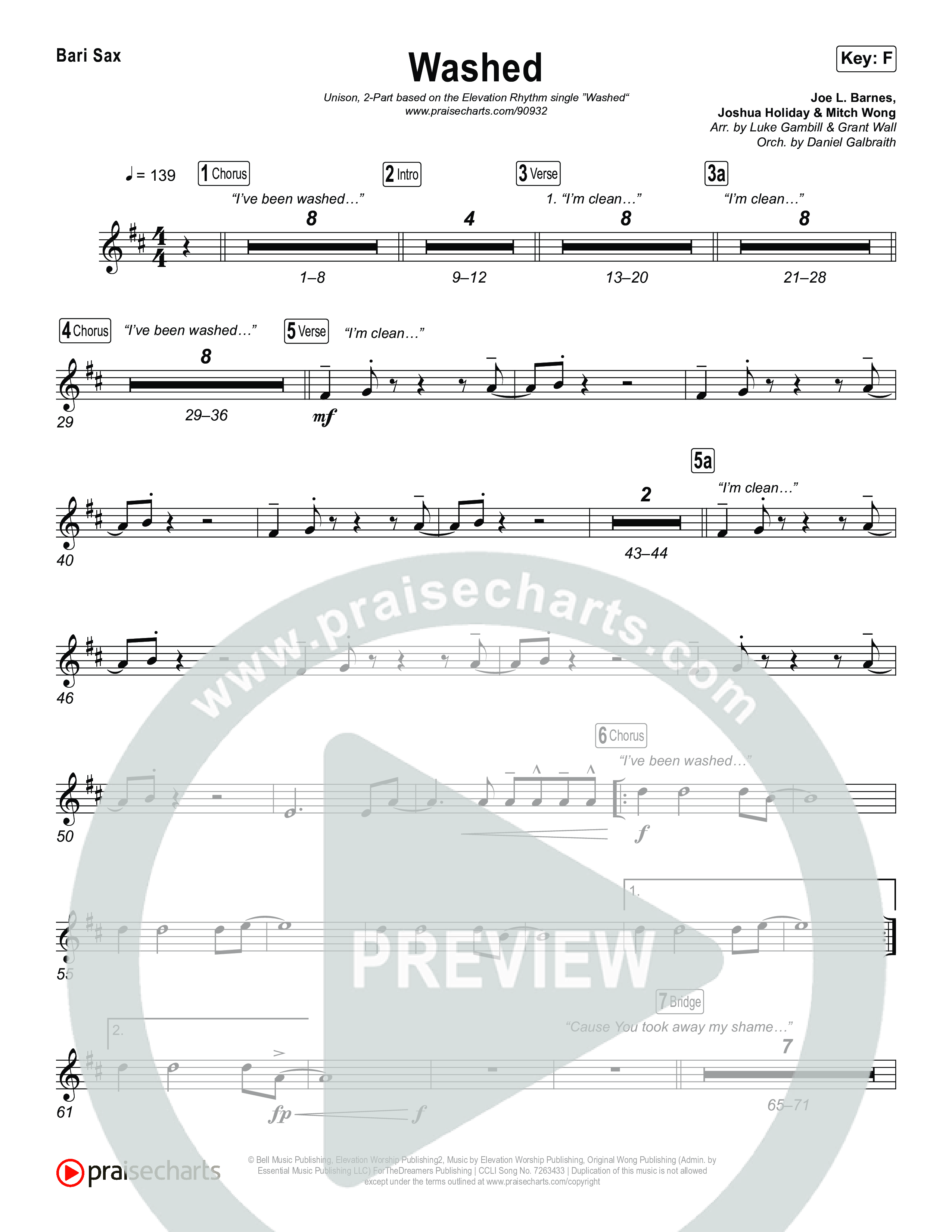 Washed (Unison/2-Part) Bari Sax (ELEVATION RHYTHM / Arr. Luke Gambill)