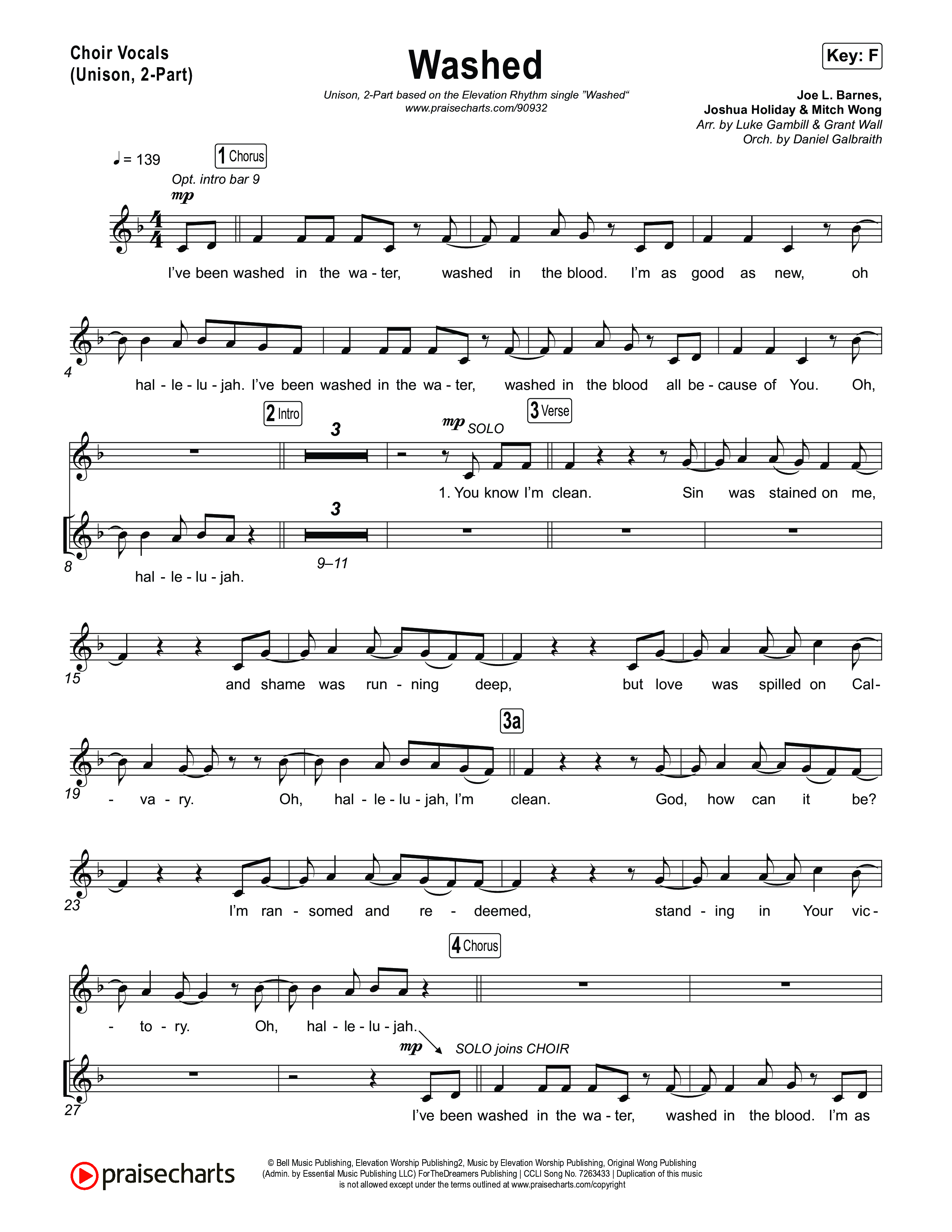 Washed (Unison/2-Part) Choir Vocals (Uni/2-Part) (ELEVATION RHYTHM / Arr. Luke Gambill)