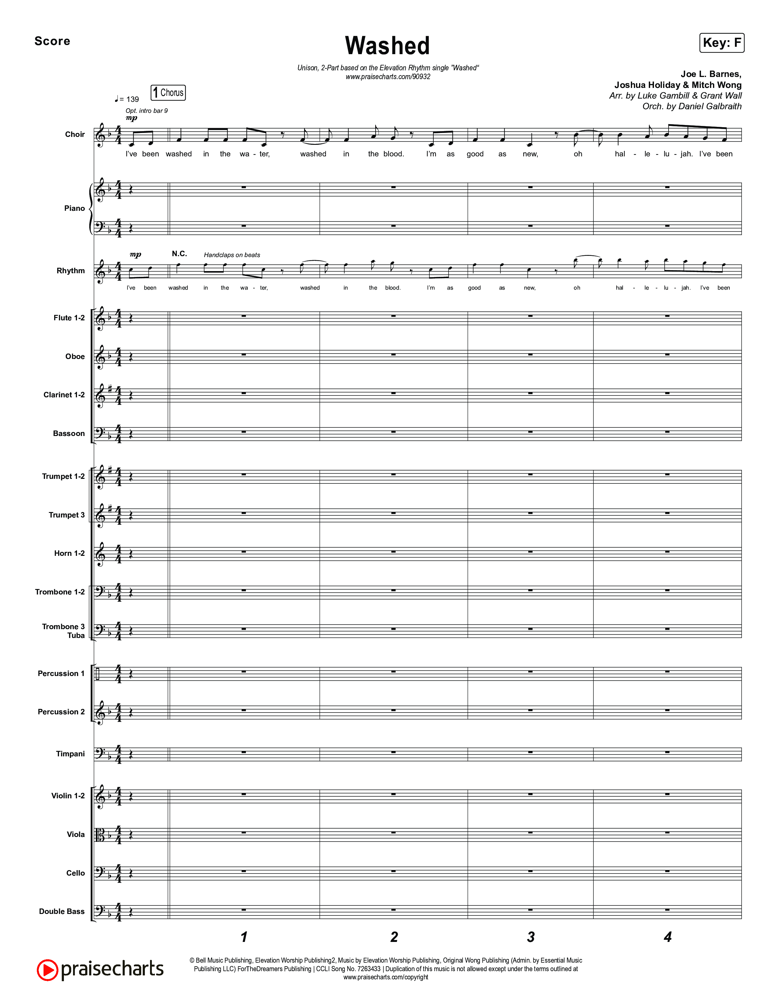 Washed (Unison/2-Part) Conductor's Score (ELEVATION RHYTHM / Arr. Luke Gambill)