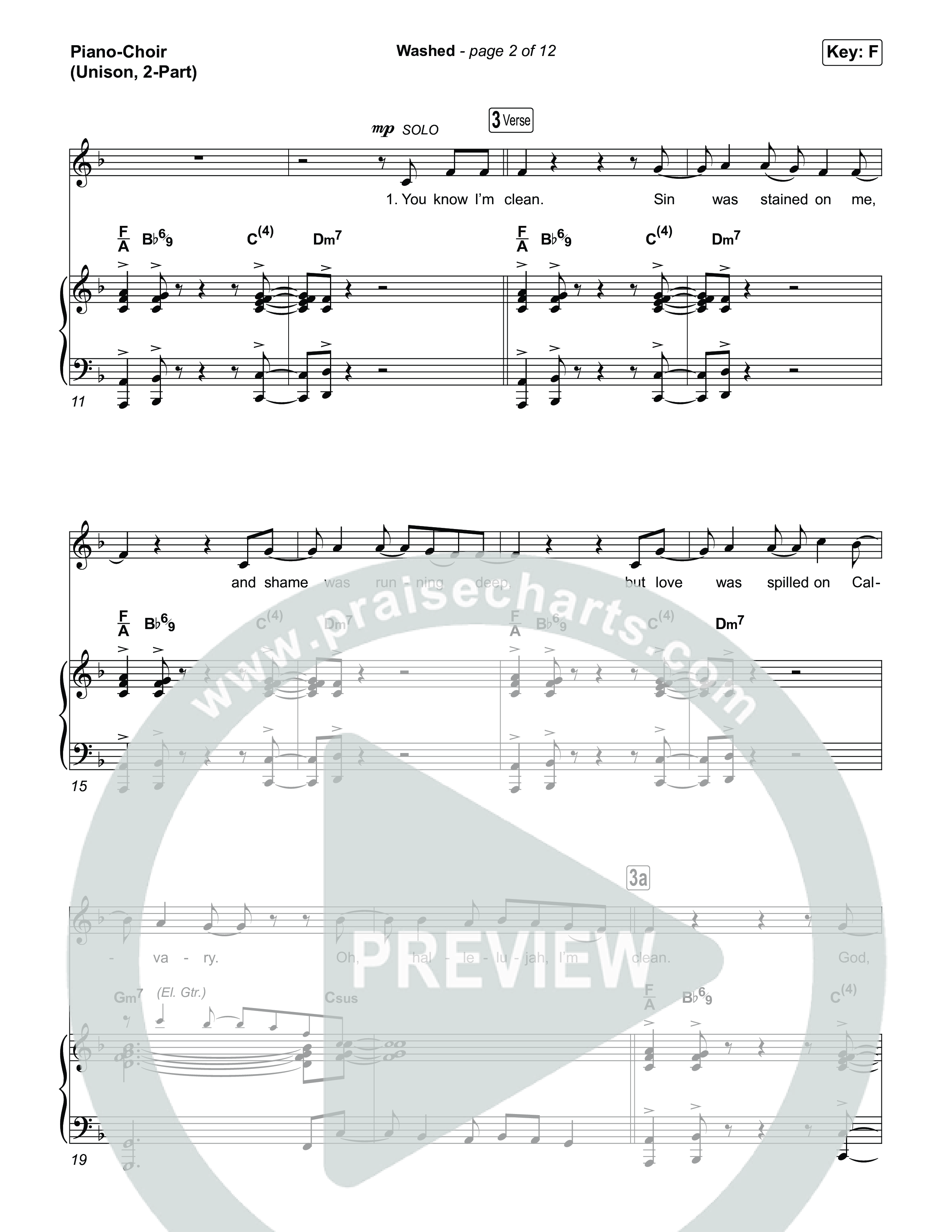Washed (Unison/2-Part) Piano/Choir (Uni/2-Part) (ELEVATION RHYTHM / Arr. Luke Gambill)