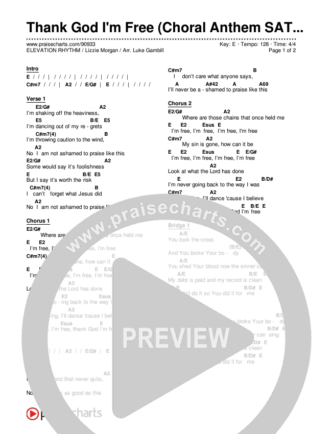Thank God I'm Free (Choral Anthem SATB) Chords & Lyrics (ELEVATION RHYTHM / Lizzie Morgan / Arr. Luke Gambill)