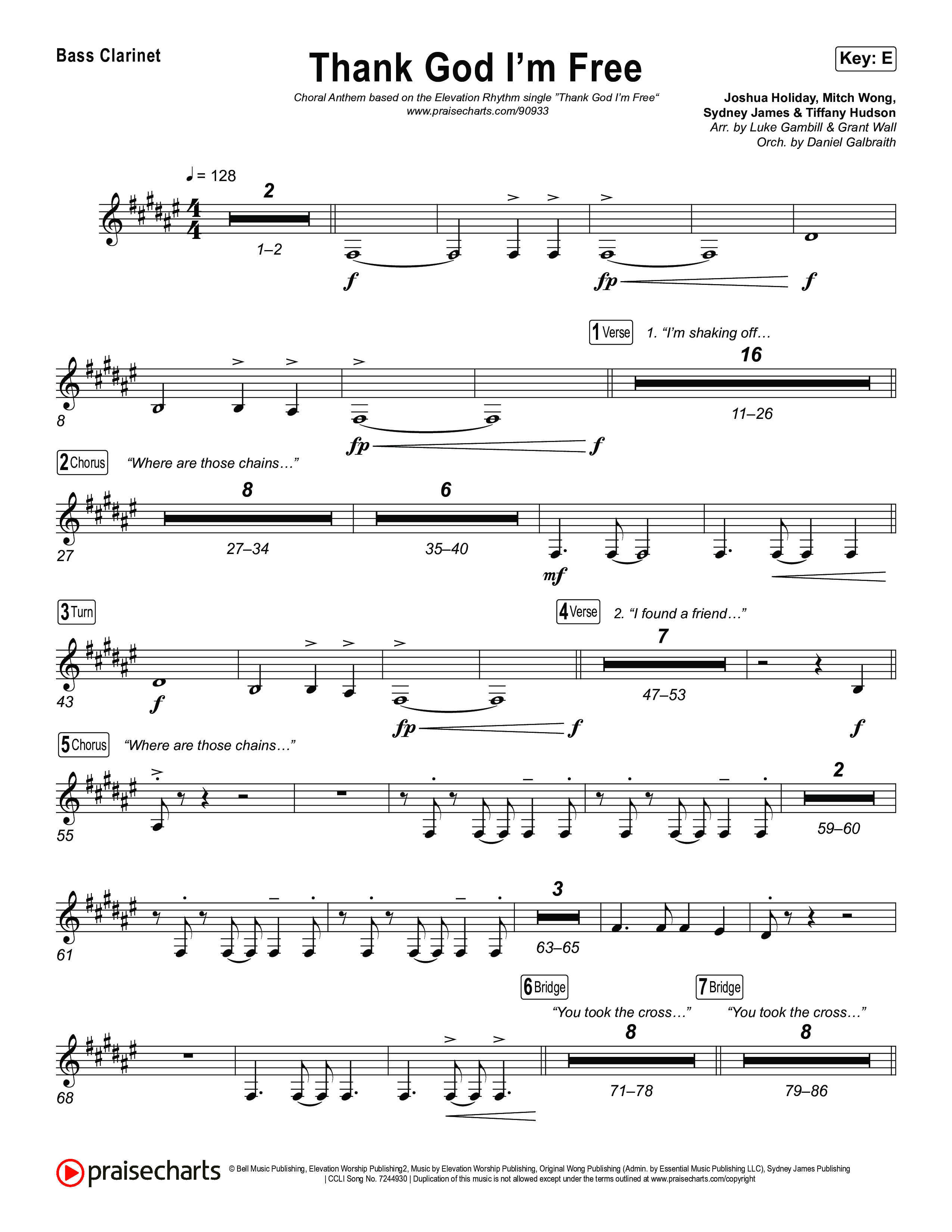 Thank God I'm Free (Choral Anthem SATB) Bass Clarinet (ELEVATION RHYTHM / Lizzie Morgan / Arr. Luke Gambill)