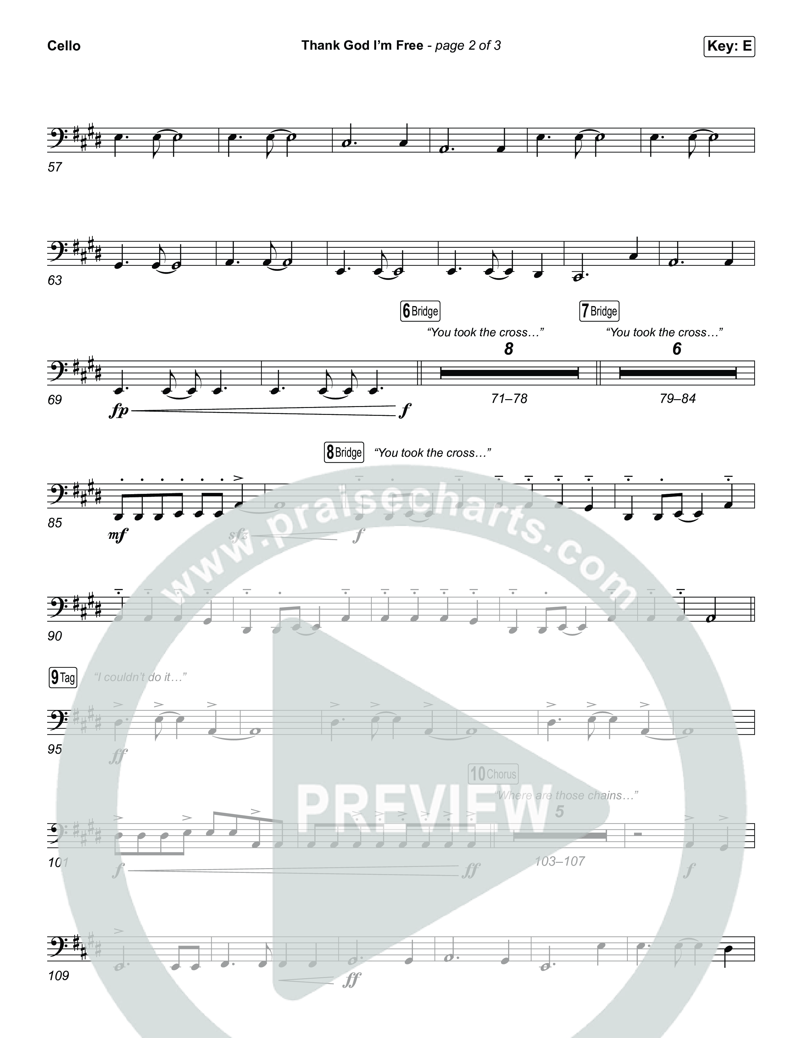 Thank God I'm Free (Choral Anthem SATB) Cello (ELEVATION RHYTHM / Lizzie Morgan / Arr. Luke Gambill)