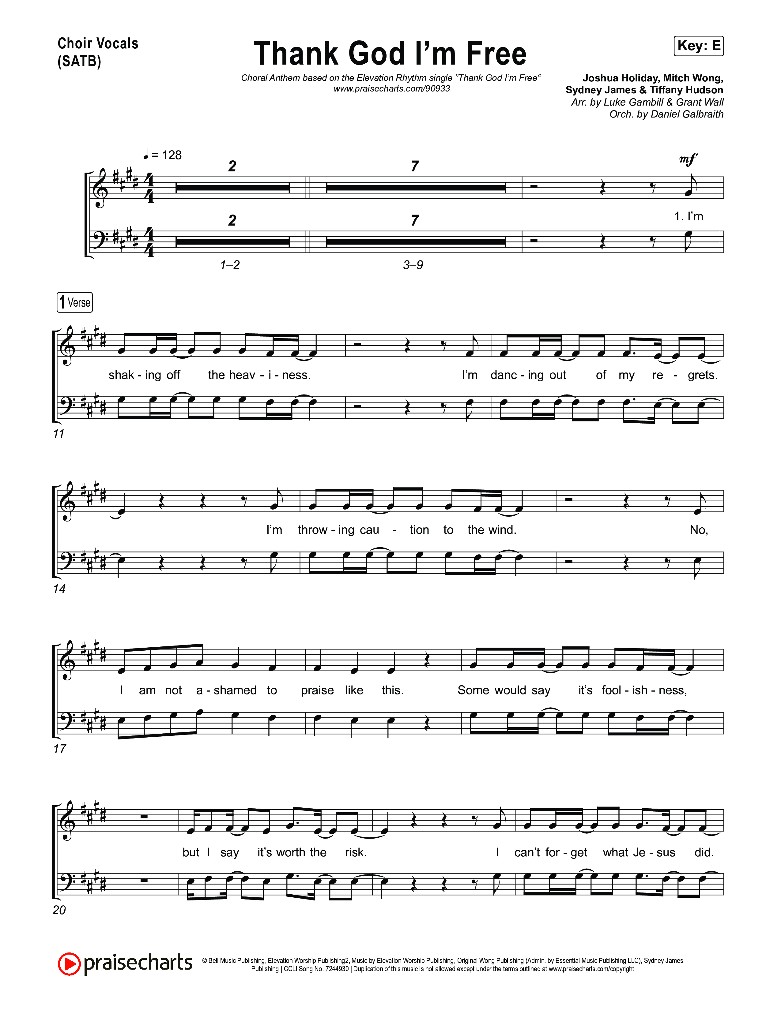 Thank God I'm Free (Choral Anthem SATB) Choir Sheet (SATB) (ELEVATION RHYTHM / Lizzie Morgan / Arr. Luke Gambill)
