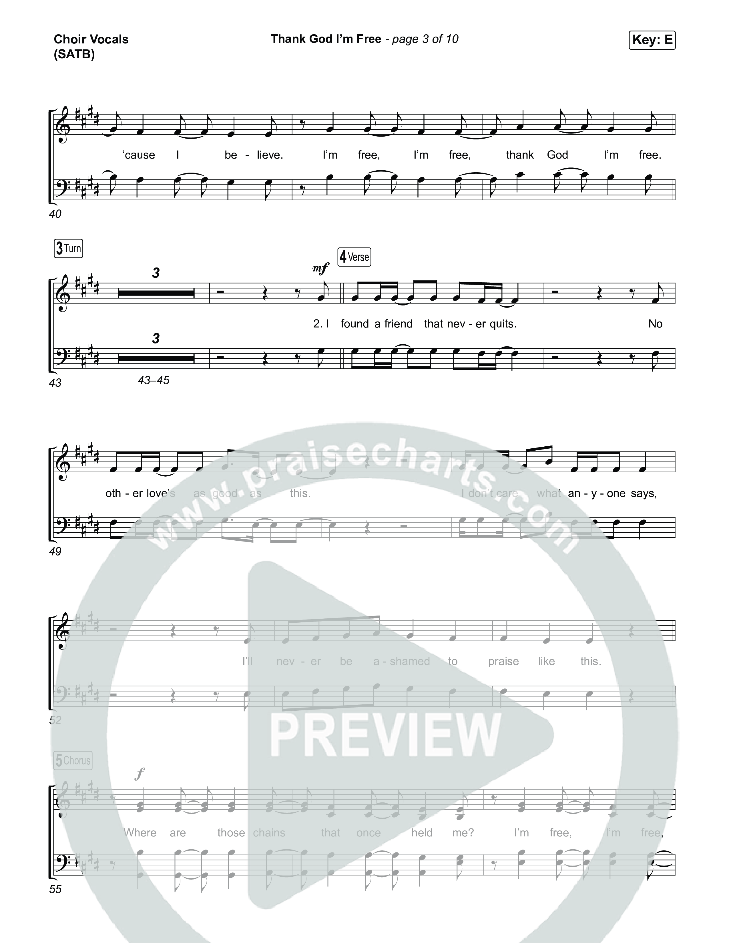 Thank God I'm Free (Choral Anthem SATB) Choir Sheet (SATB) (ELEVATION RHYTHM / Lizzie Morgan / Arr. Luke Gambill)