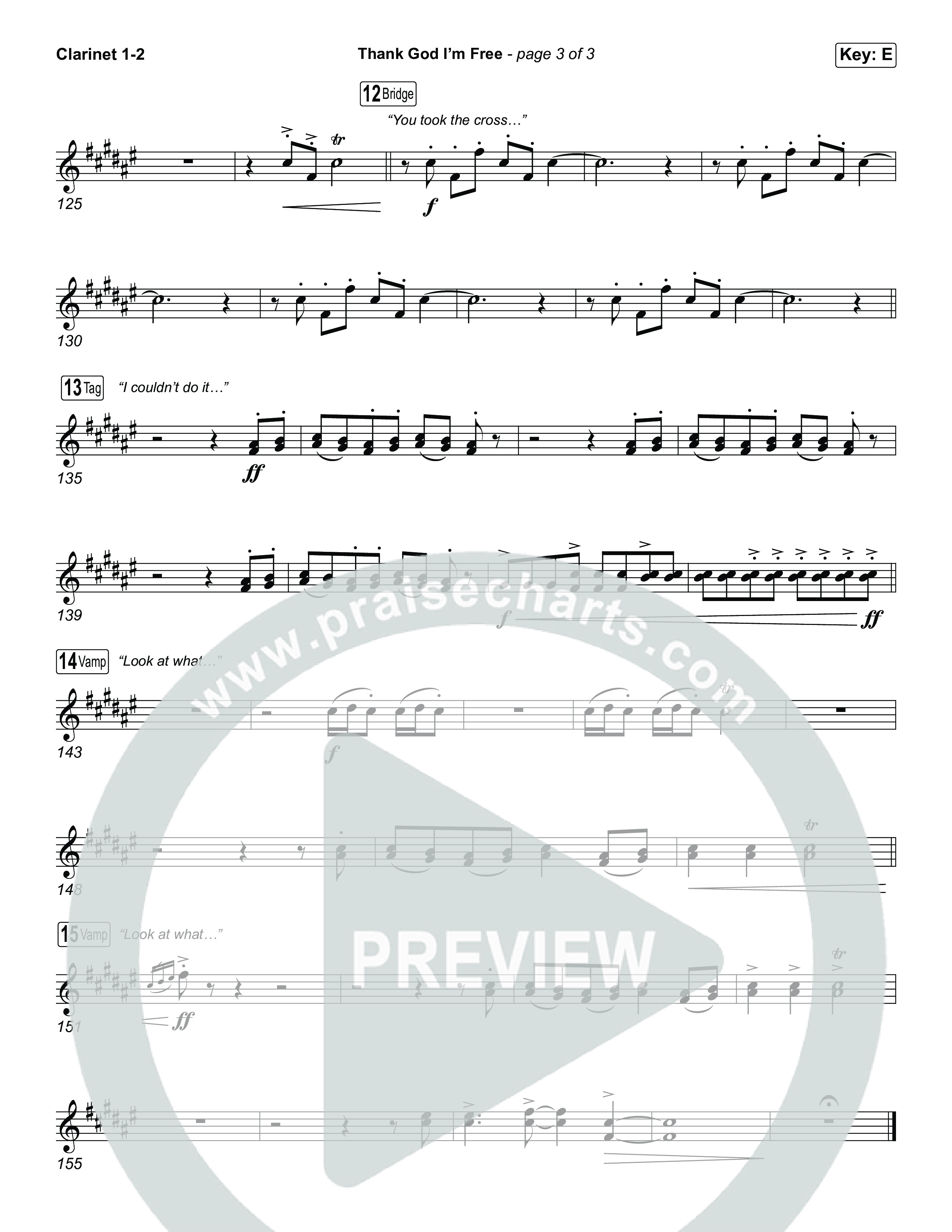 Thank God I'm Free (Choral Anthem SATB) Clarinet 1/2 (ELEVATION RHYTHM / Lizzie Morgan / Arr. Luke Gambill)