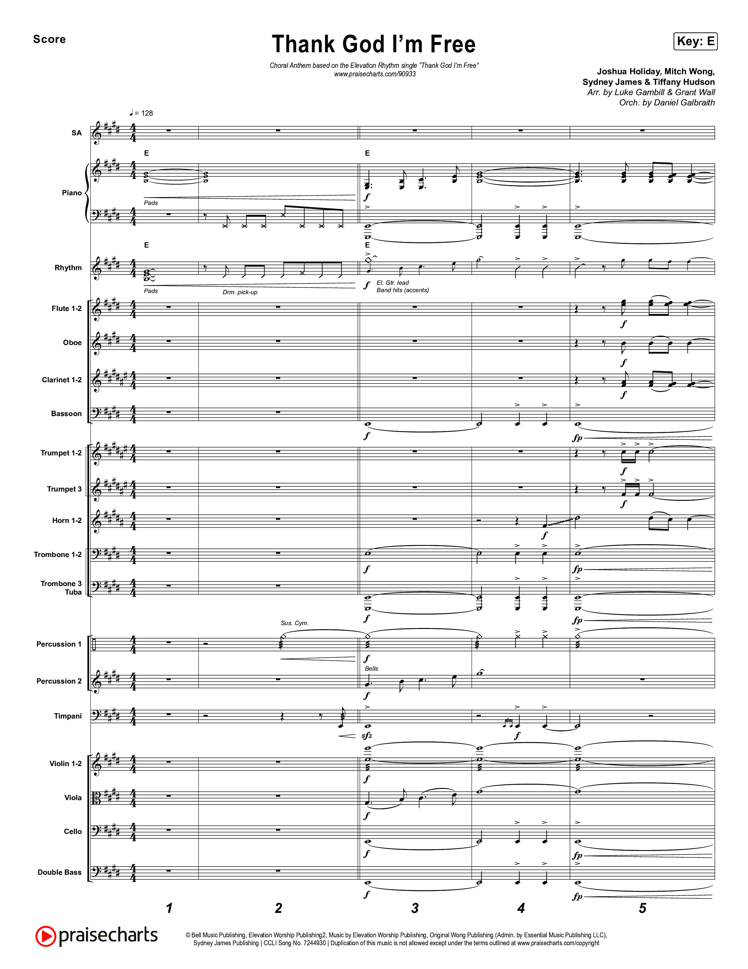 Thank God I'm Free (Choral Anthem SATB) Orchestration (ELEVATION RHYTHM / Lizzie Morgan / Arr. Luke Gambill)