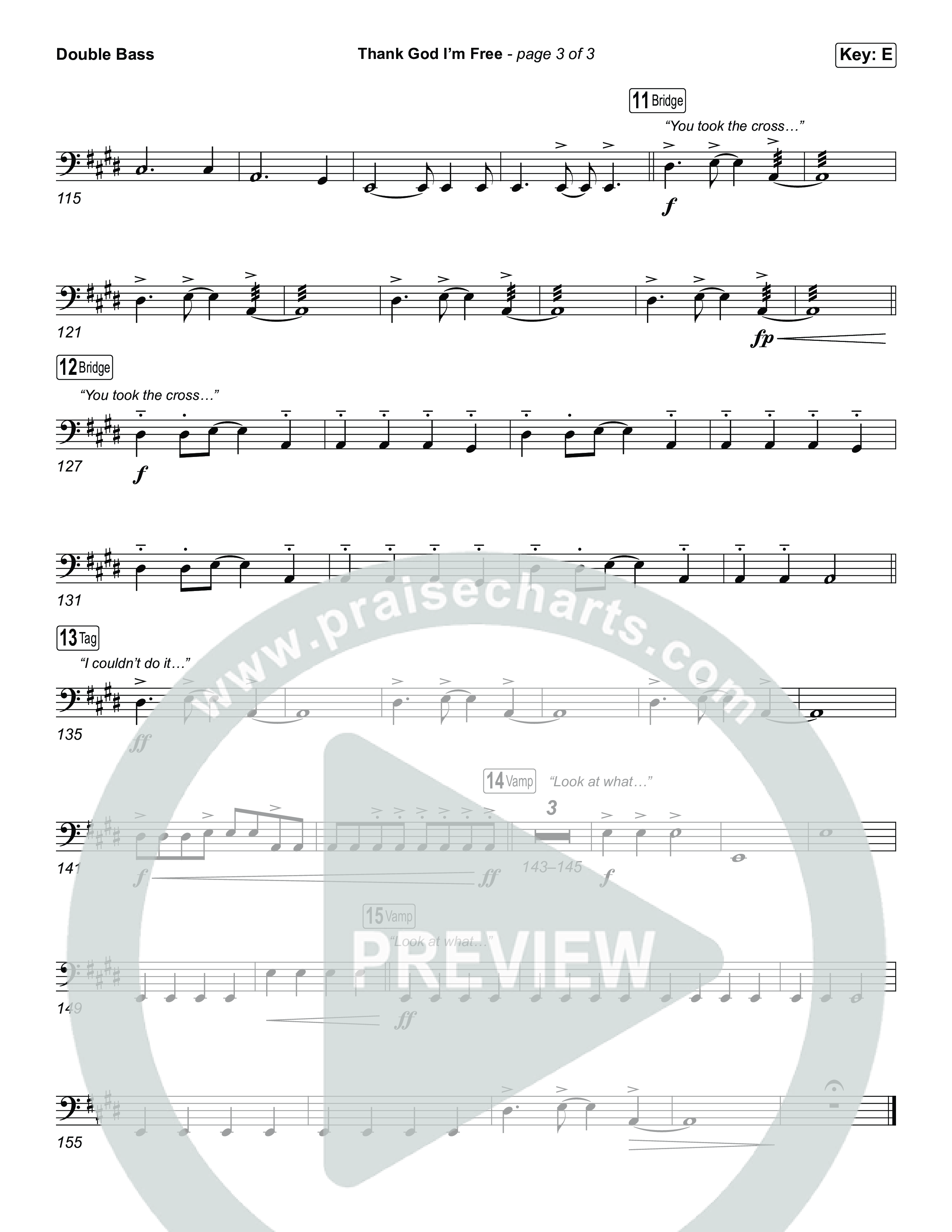 Thank God I'm Free (Choral Anthem SATB) String Bass (ELEVATION RHYTHM / Lizzie Morgan / Arr. Luke Gambill)