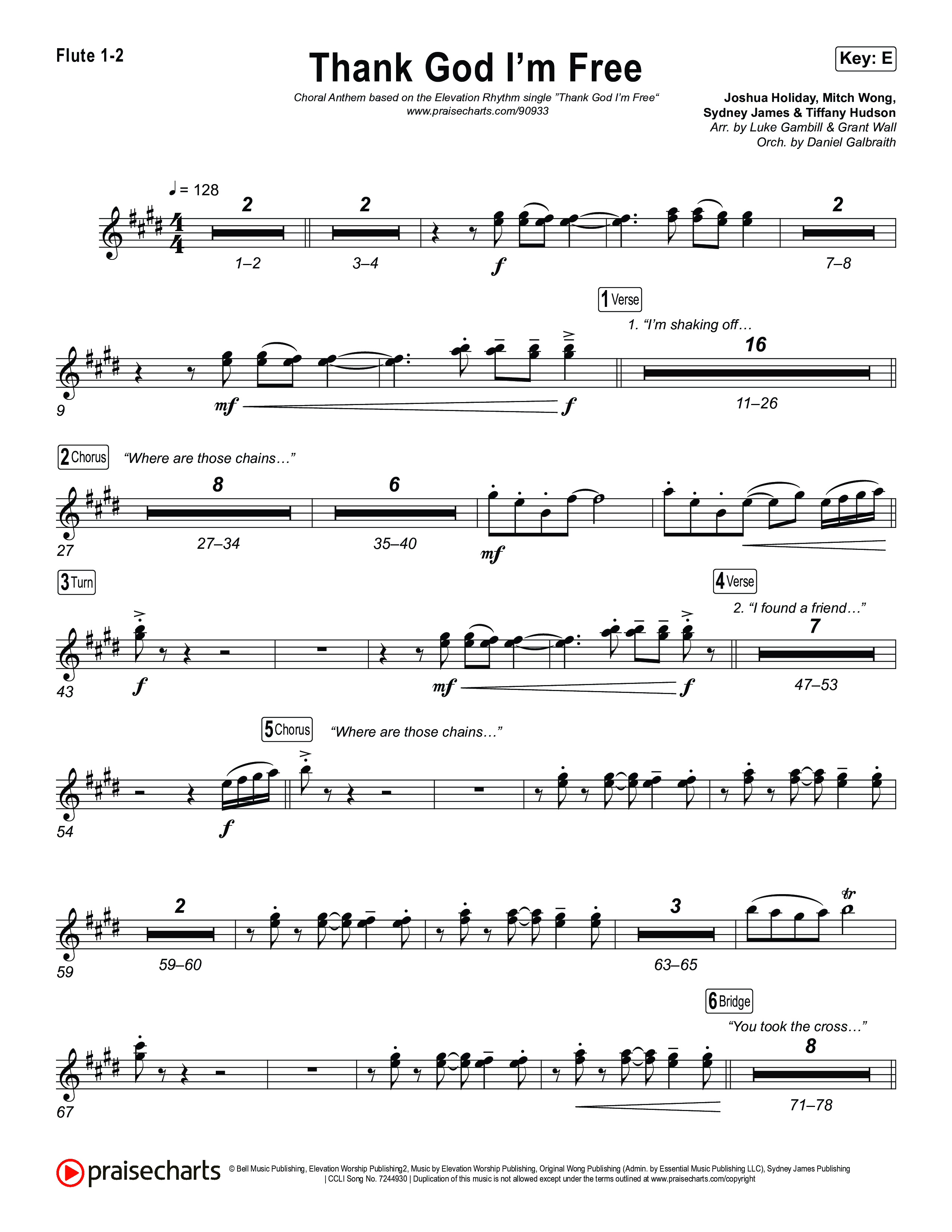 Thank God I'm Free (Choral Anthem SATB) Flute 1,2 (ELEVATION RHYTHM / Lizzie Morgan / Arr. Luke Gambill)