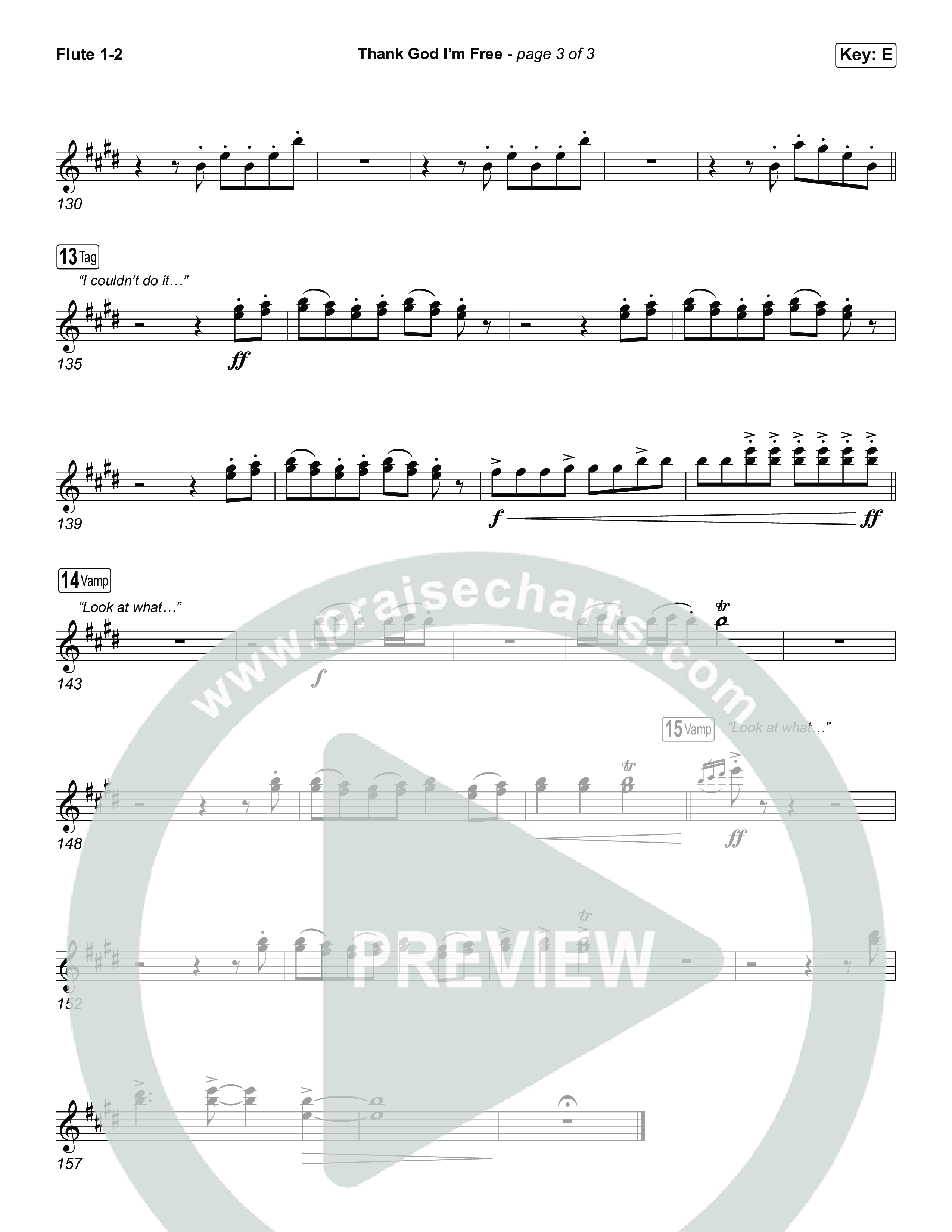 Thank God I'm Free (Choral Anthem SATB) Flute 1,2 (ELEVATION RHYTHM / Lizzie Morgan / Arr. Luke Gambill)