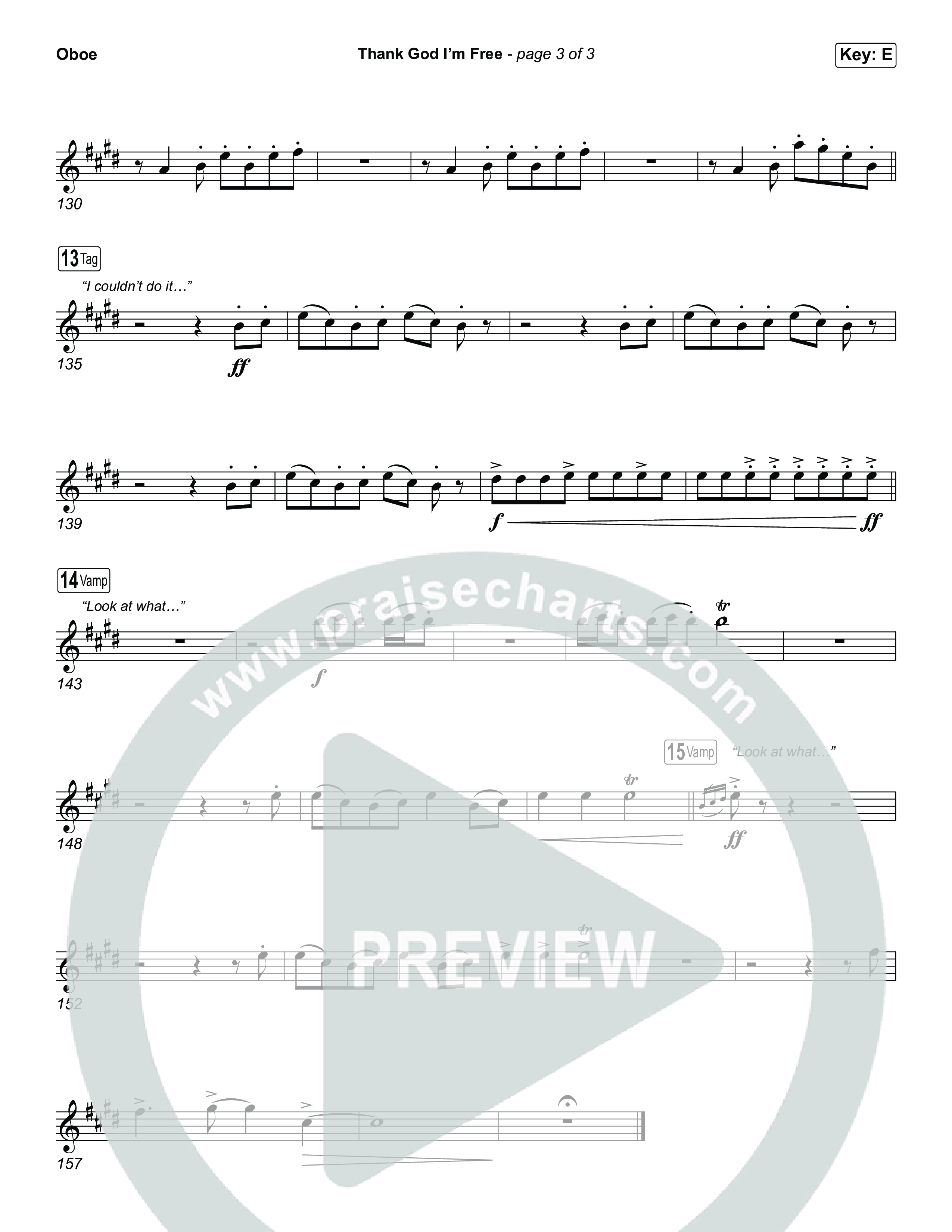 Thank God I'm Free (Choral Anthem SATB) Oboe (ELEVATION RHYTHM / Lizzie Morgan / Arr. Luke Gambill)