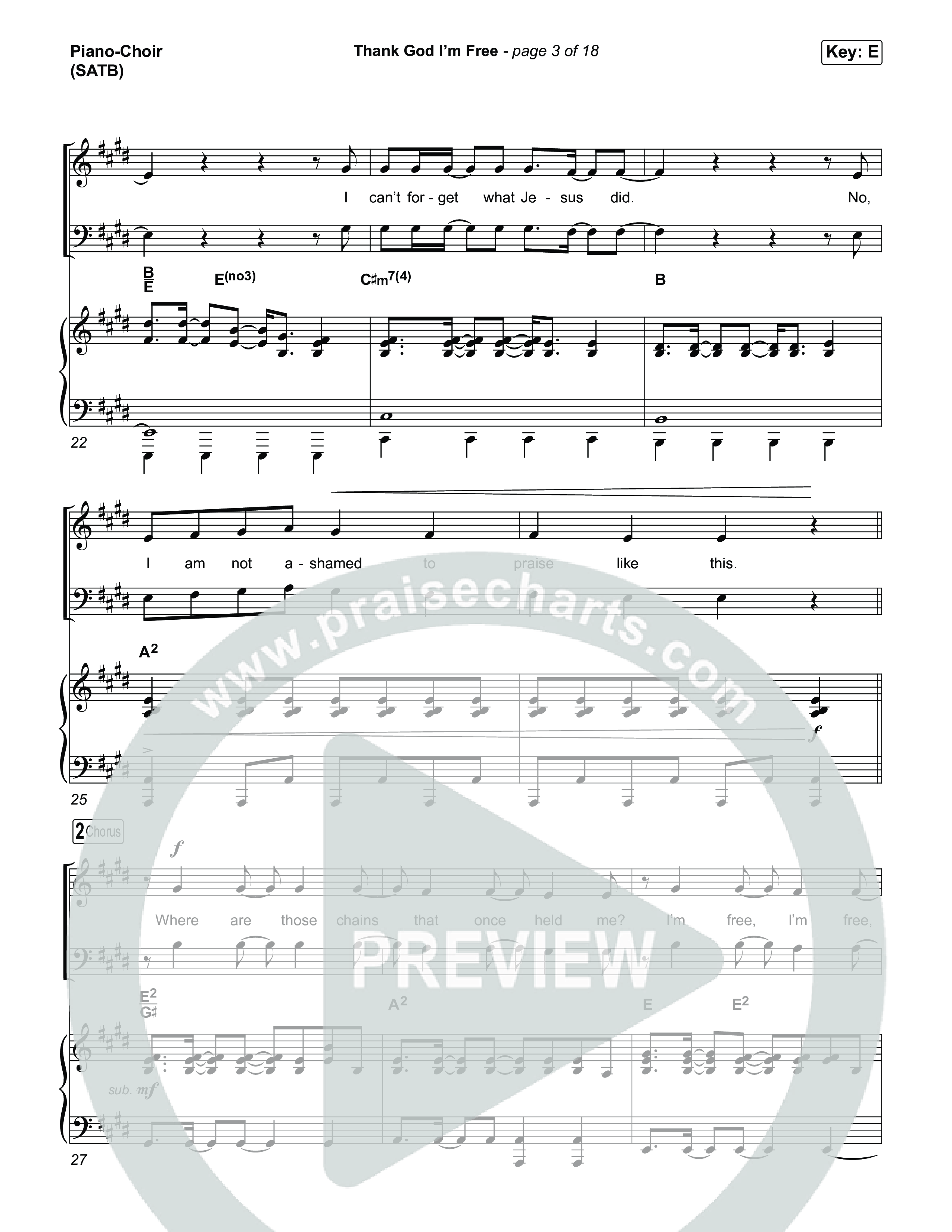 Thank God I'm Free (Choral Anthem SATB) Piano/Vocal (SATB) (ELEVATION RHYTHM / Lizzie Morgan / Arr. Luke Gambill)