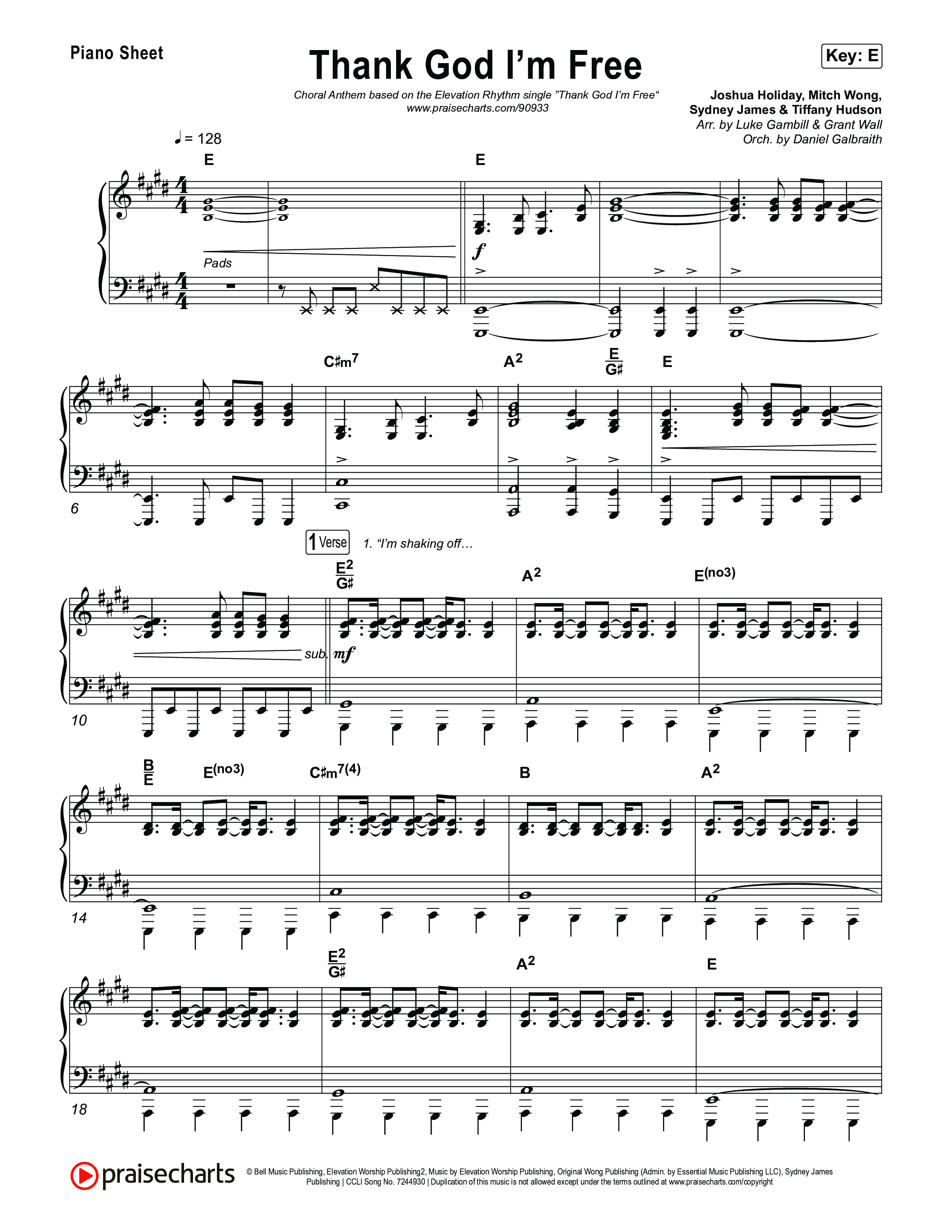 Thank God I'm Free (Choral Anthem SATB) Piano Sheet (ELEVATION RHYTHM / Lizzie Morgan / Arr. Luke Gambill)