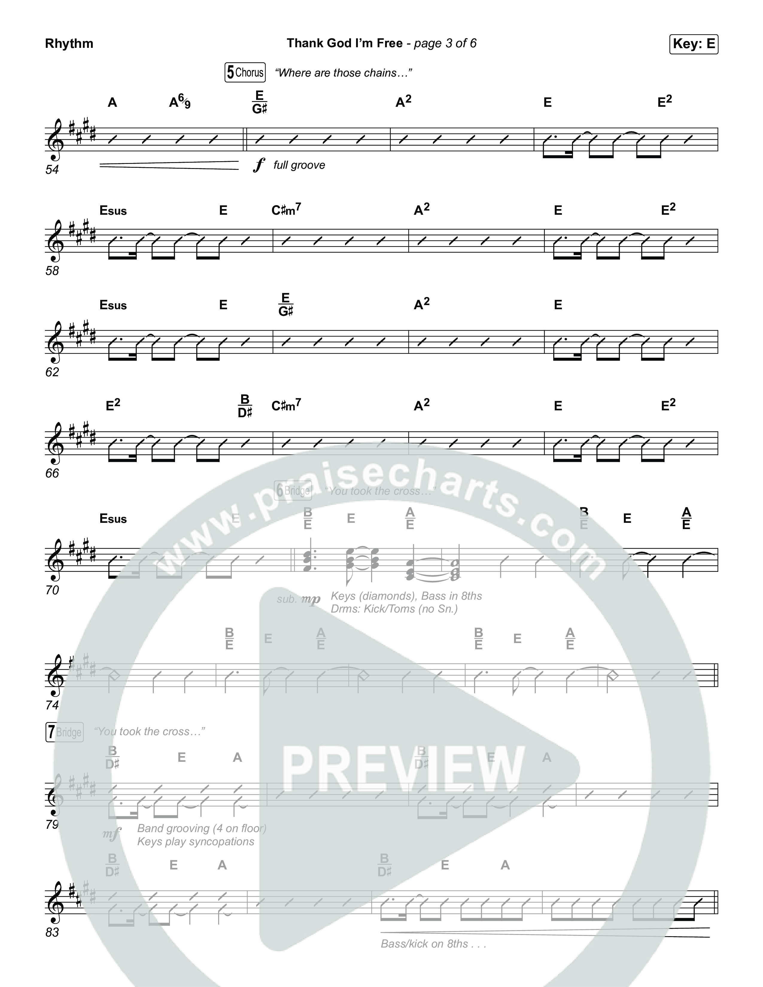 Thank God I'm Free (Choral Anthem SATB) Rhythm Chart (ELEVATION RHYTHM / Lizzie Morgan / Arr. Luke Gambill)