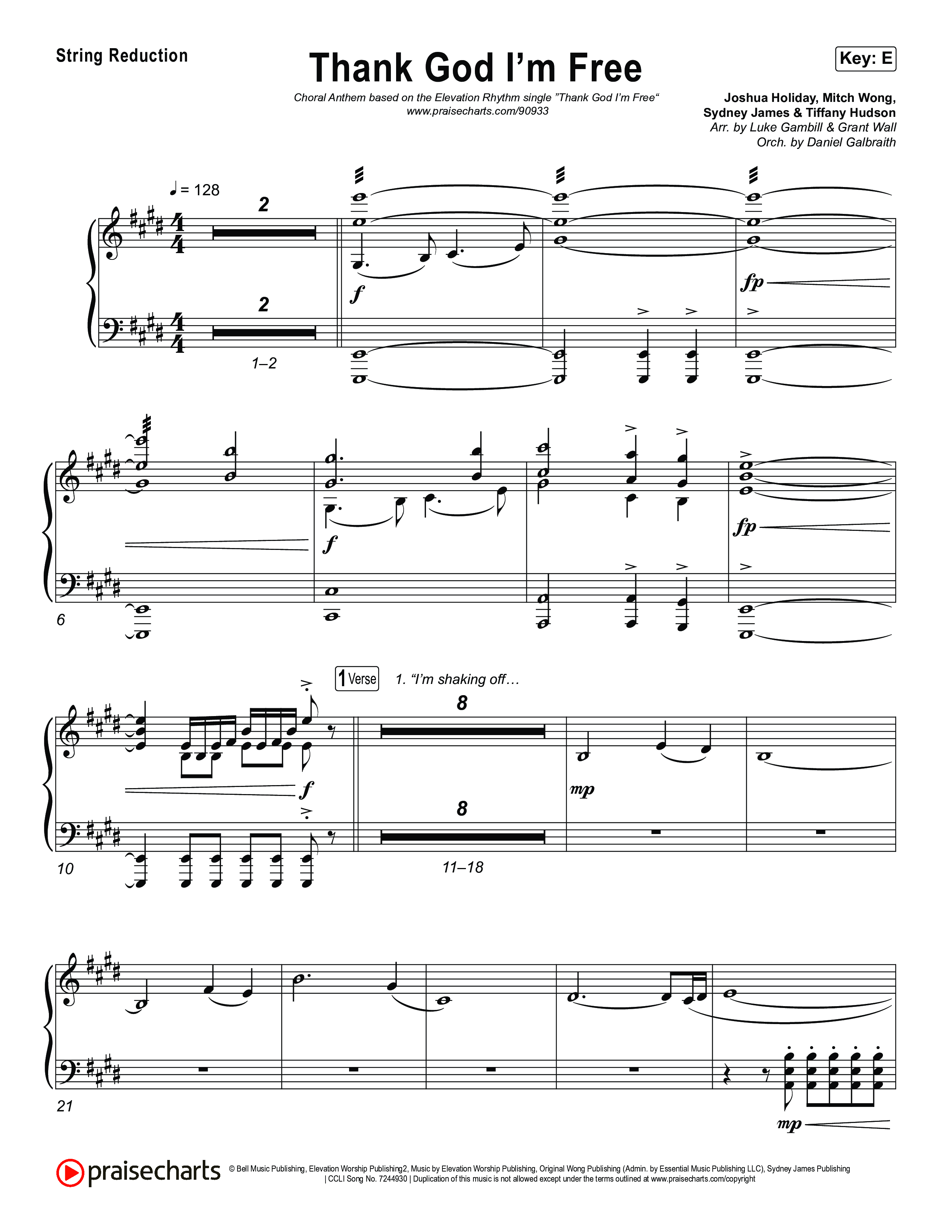 Thank God I'm Free (Choral Anthem SATB) String Reduction (ELEVATION RHYTHM / Lizzie Morgan / Arr. Luke Gambill)