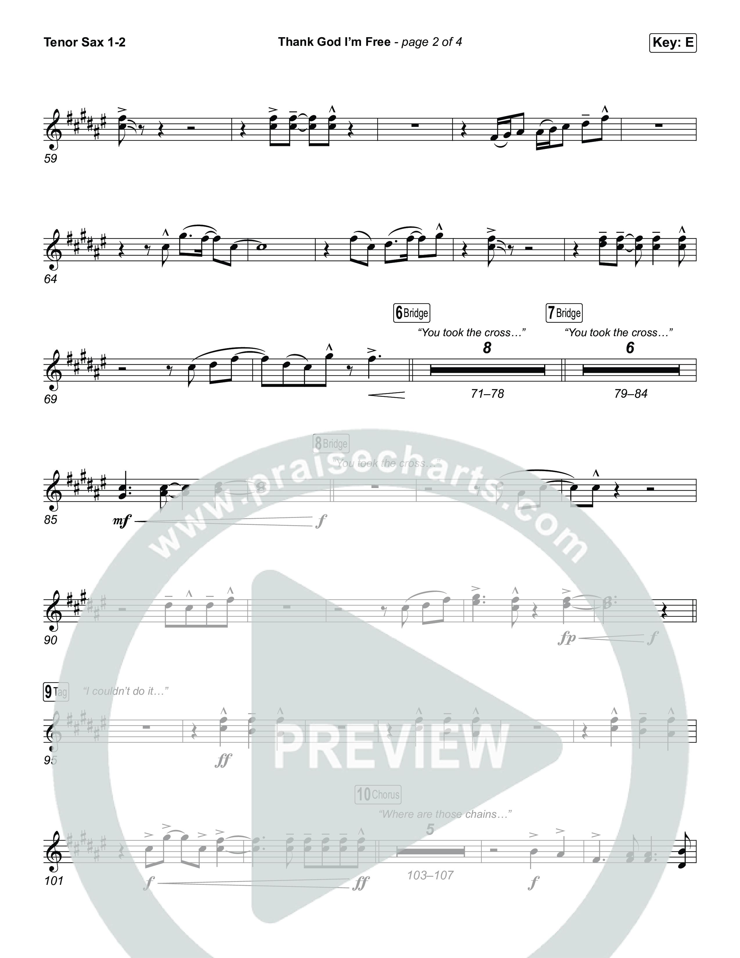 Thank God I'm Free (Choral Anthem SATB) Tenor Sax 1,2 (ELEVATION RHYTHM / Lizzie Morgan / Arr. Luke Gambill)