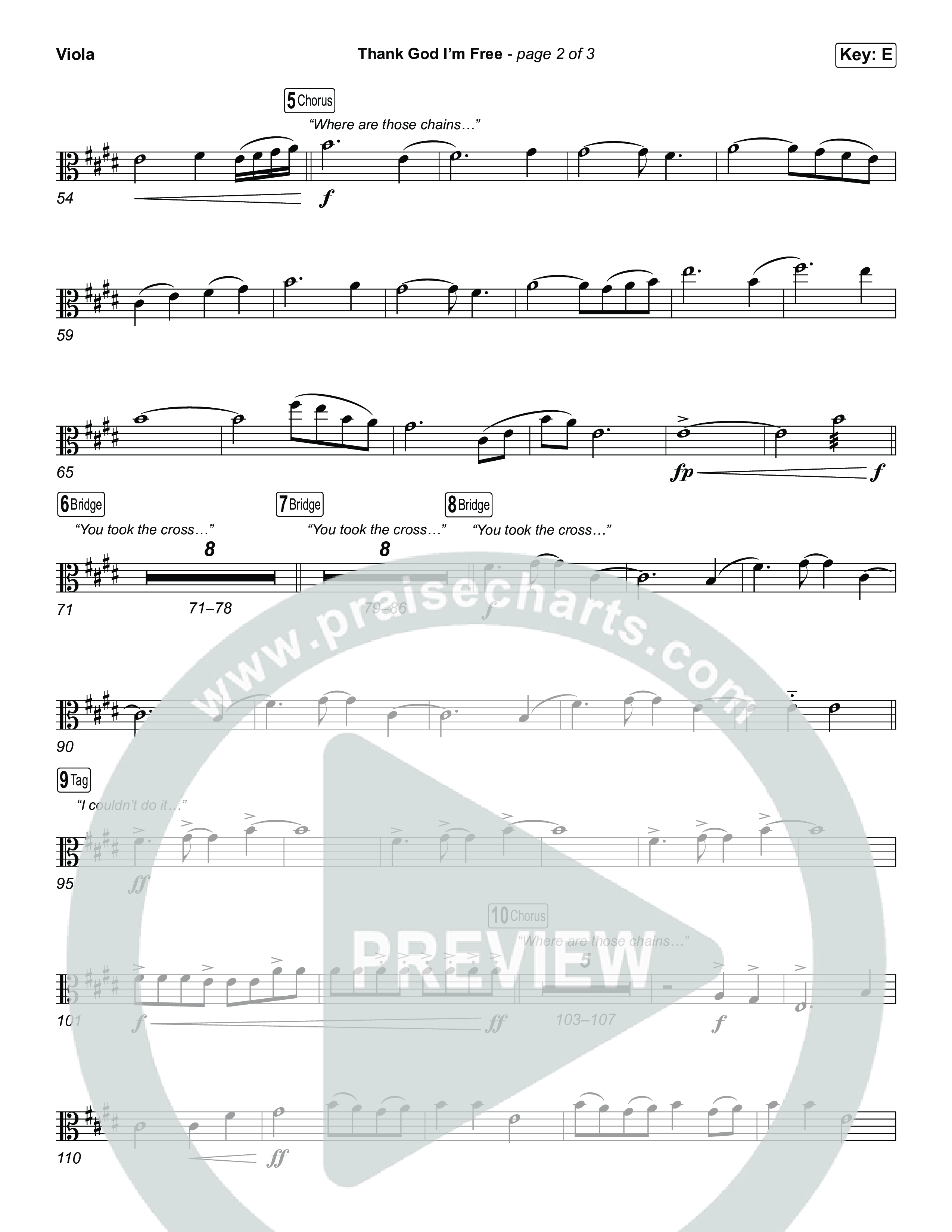 Thank God I'm Free (Choral Anthem SATB) Viola (ELEVATION RHYTHM / Lizzie Morgan / Arr. Luke Gambill)