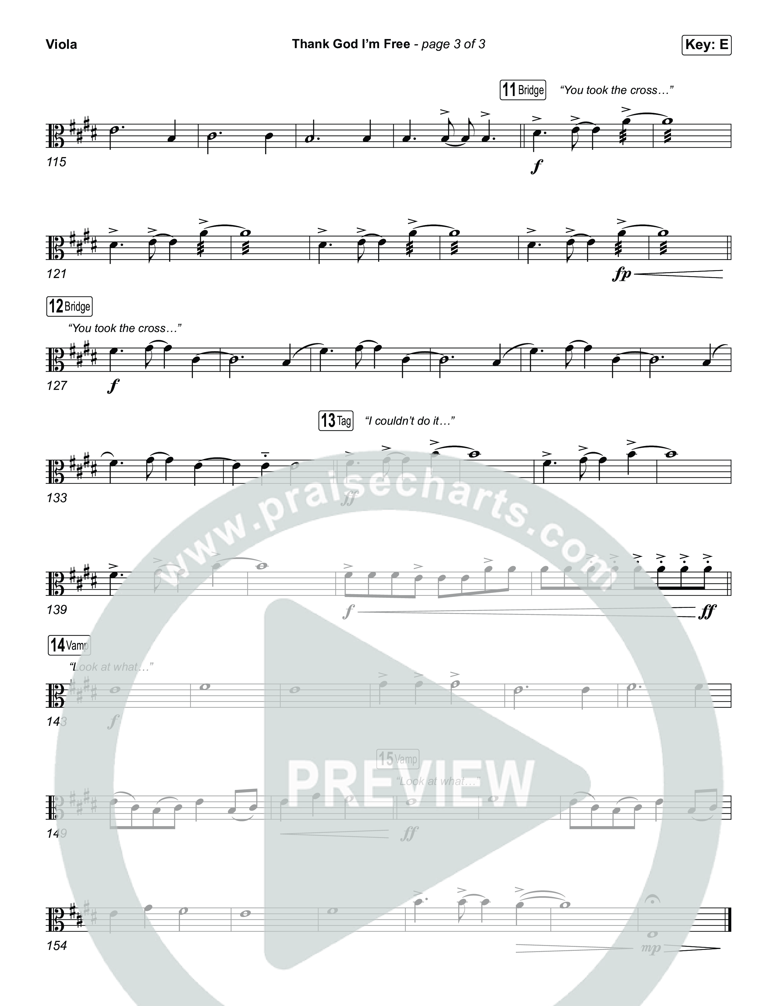 Thank God I'm Free (Choral Anthem SATB) Viola (ELEVATION RHYTHM / Lizzie Morgan / Arr. Luke Gambill)