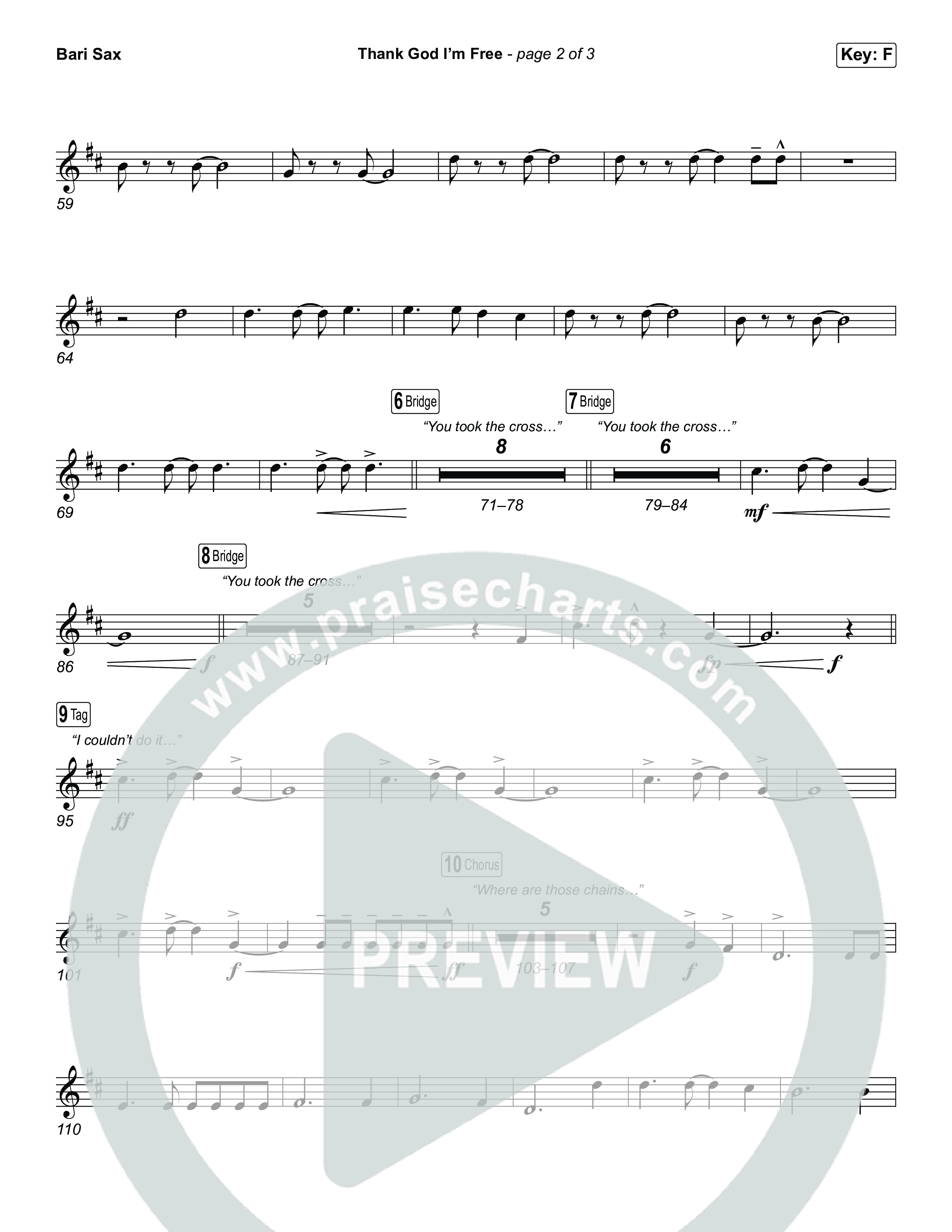 Thank God I'm Free (Worship Choir/SAB) Bari Sax (ELEVATION RHYTHM / Lizzie Morgan / Arr. Luke Gambill)