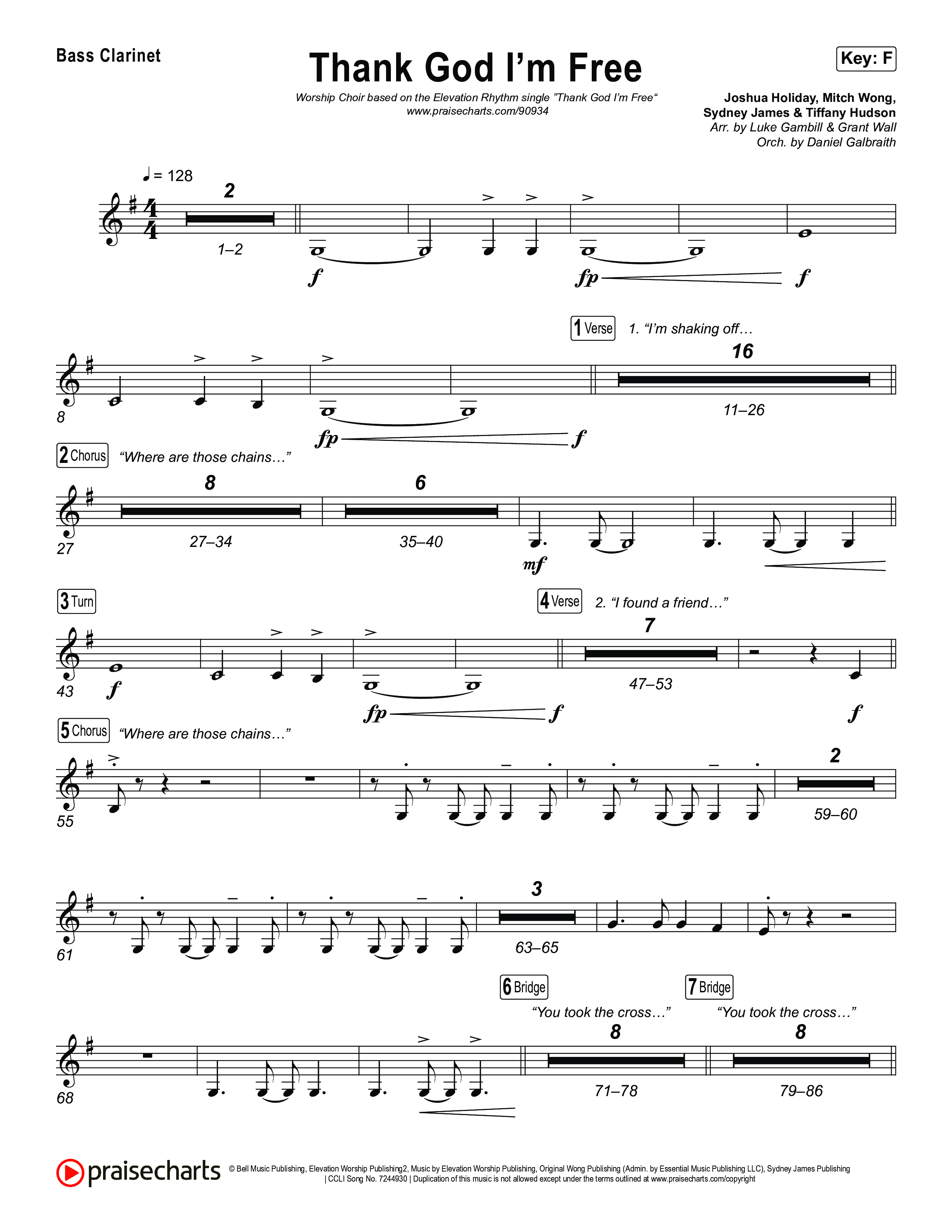 Thank God I'm Free (Worship Choir/SAB) Bass Clarinet (ELEVATION RHYTHM / Lizzie Morgan / Arr. Luke Gambill)