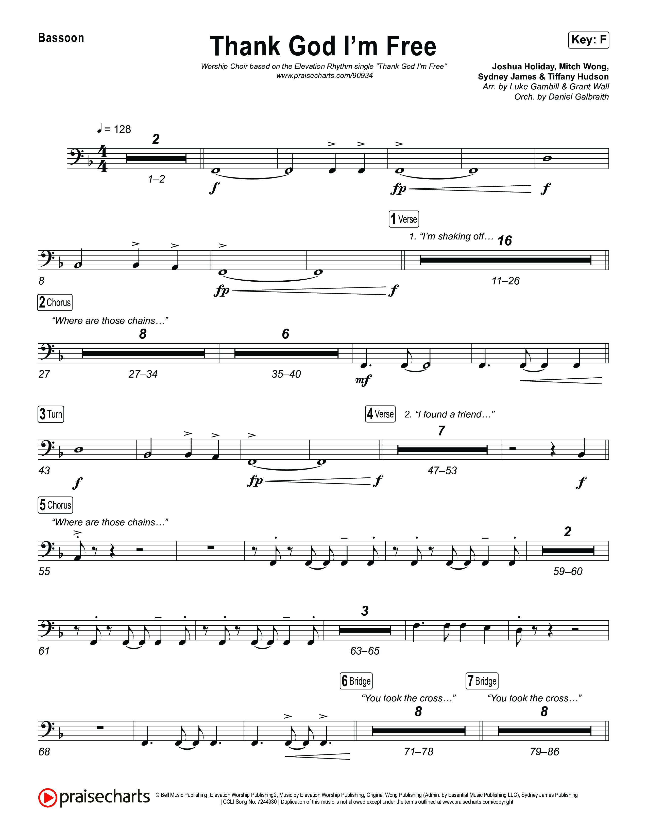 Thank God I'm Free (Worship Choir/SAB) Bassoon (ELEVATION RHYTHM / Lizzie Morgan / Arr. Luke Gambill)