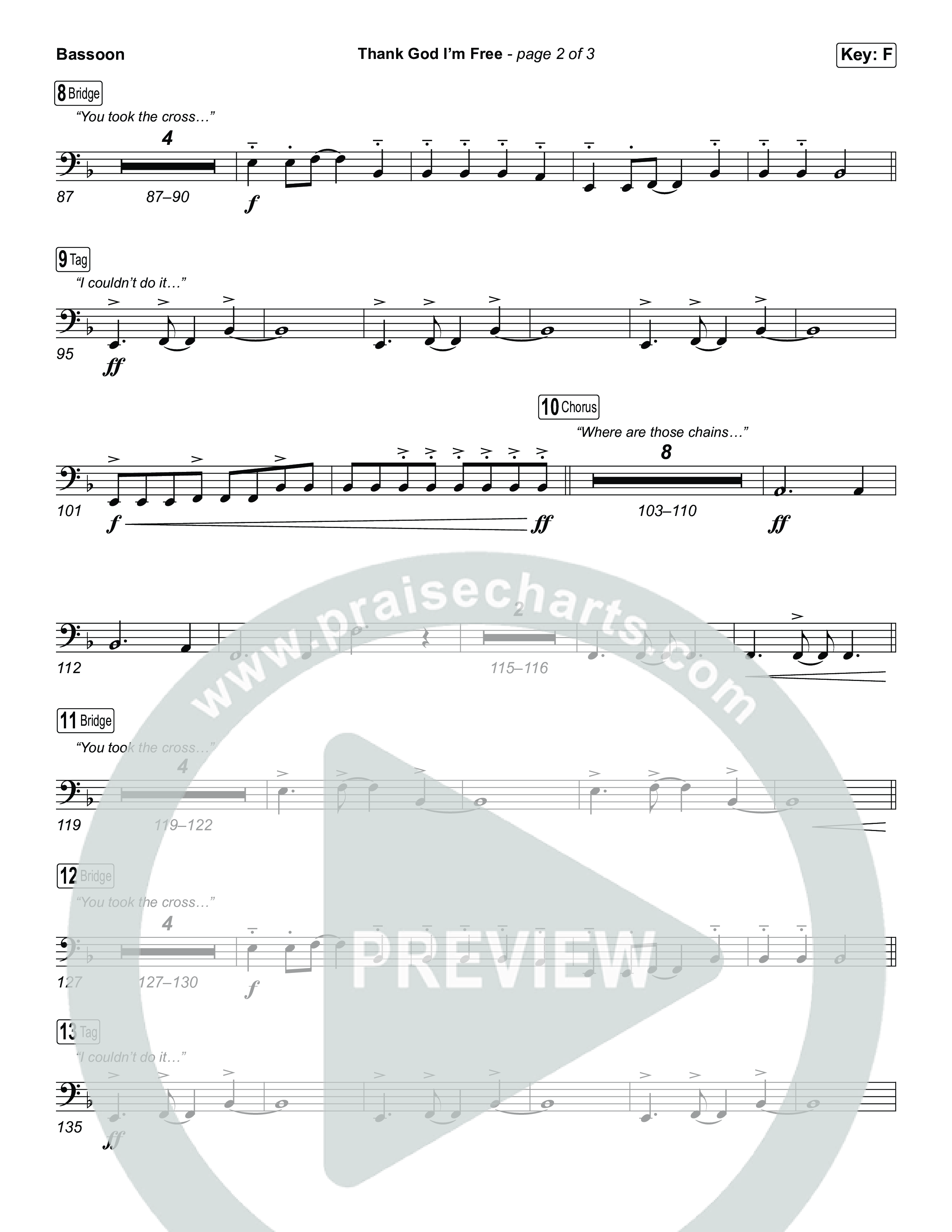Thank God I'm Free (Worship Choir/SAB) Bassoon (ELEVATION RHYTHM / Lizzie Morgan / Arr. Luke Gambill)