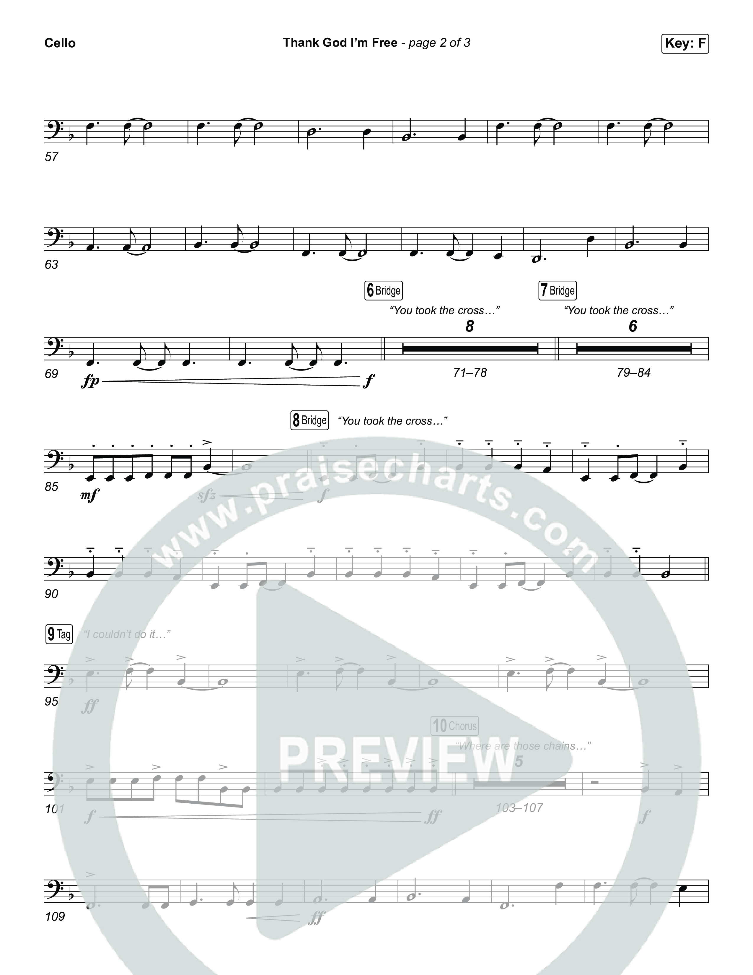 Thank God I'm Free (Worship Choir/SAB) Cello (ELEVATION RHYTHM / Lizzie Morgan / Arr. Luke Gambill)