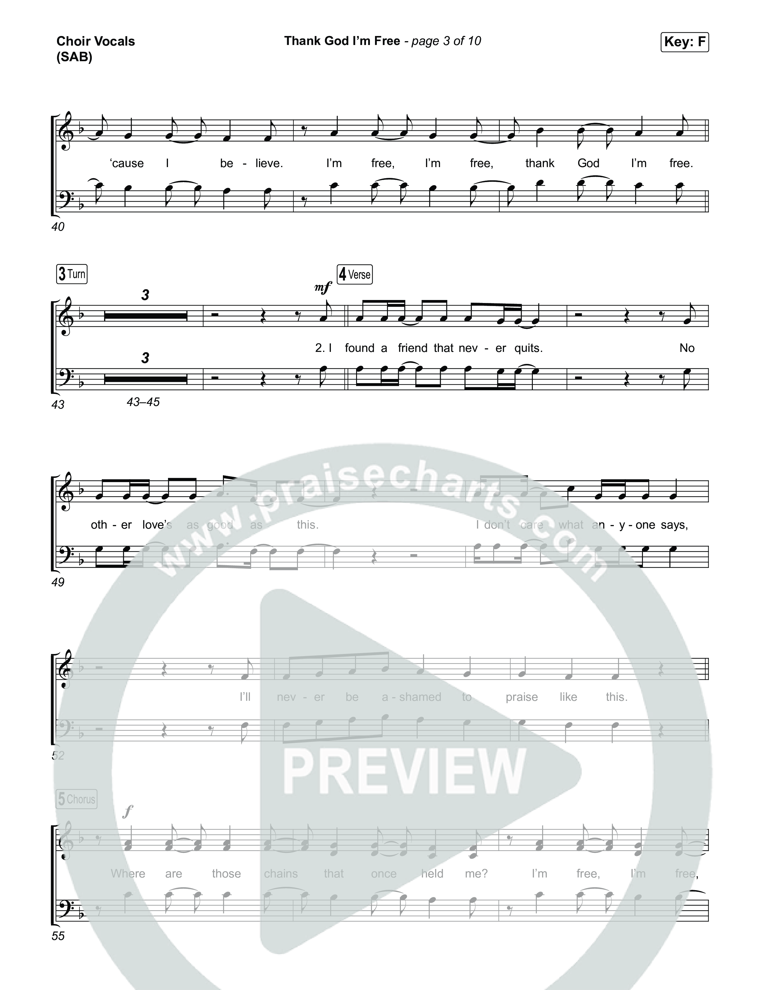 Thank God I'm Free (Worship Choir/SAB) Choir Sheet (SAB) (ELEVATION RHYTHM / Lizzie Morgan / Arr. Luke Gambill)