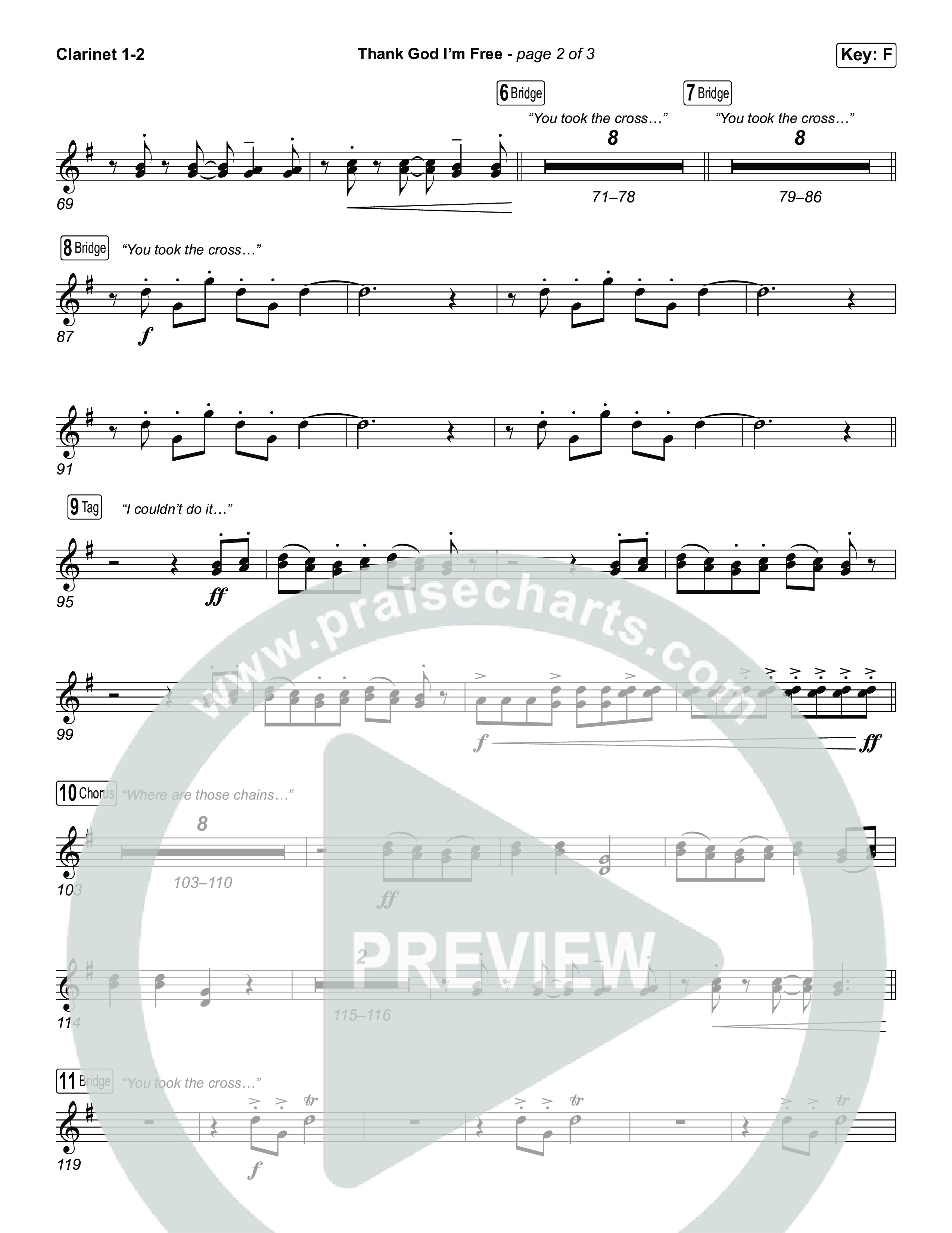 Thank God I'm Free (Worship Choir/SAB) Clarinet 1/2 (ELEVATION RHYTHM / Lizzie Morgan / Arr. Luke Gambill)