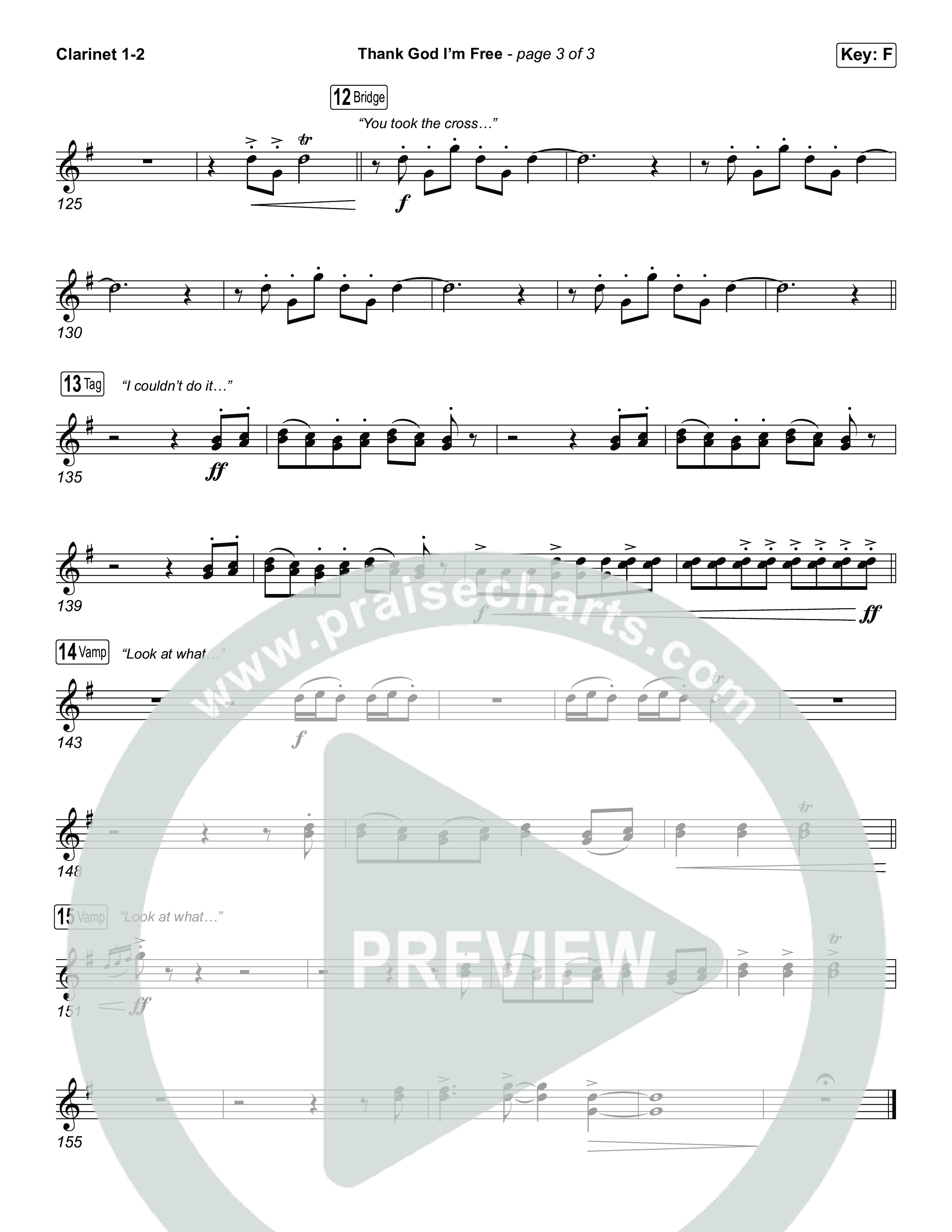 Thank God I'm Free (Worship Choir/SAB) Clarinet 1/2 (ELEVATION RHYTHM / Lizzie Morgan / Arr. Luke Gambill)
