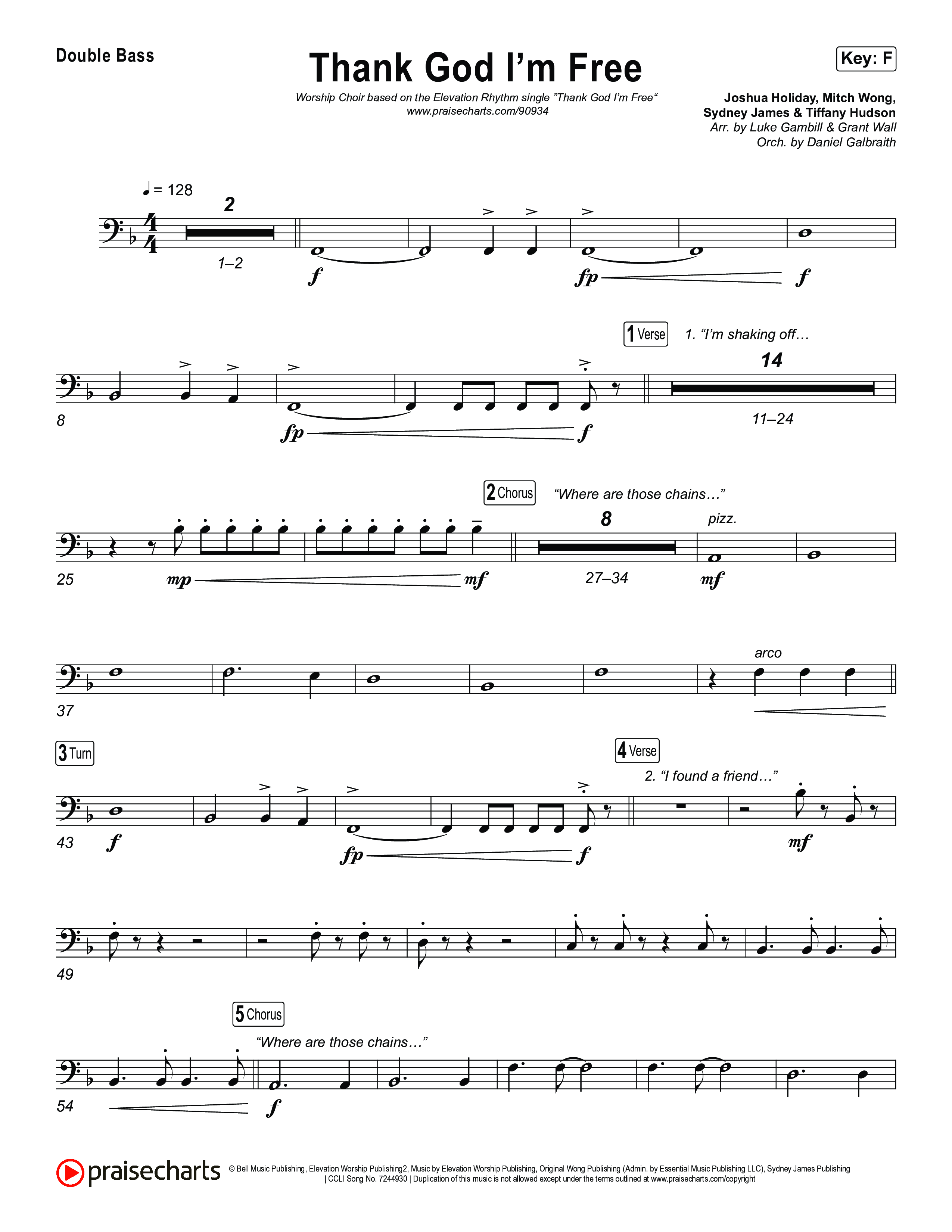 Thank God I'm Free (Worship Choir/SAB) Double Bass (ELEVATION RHYTHM / Lizzie Morgan / Arr. Luke Gambill)