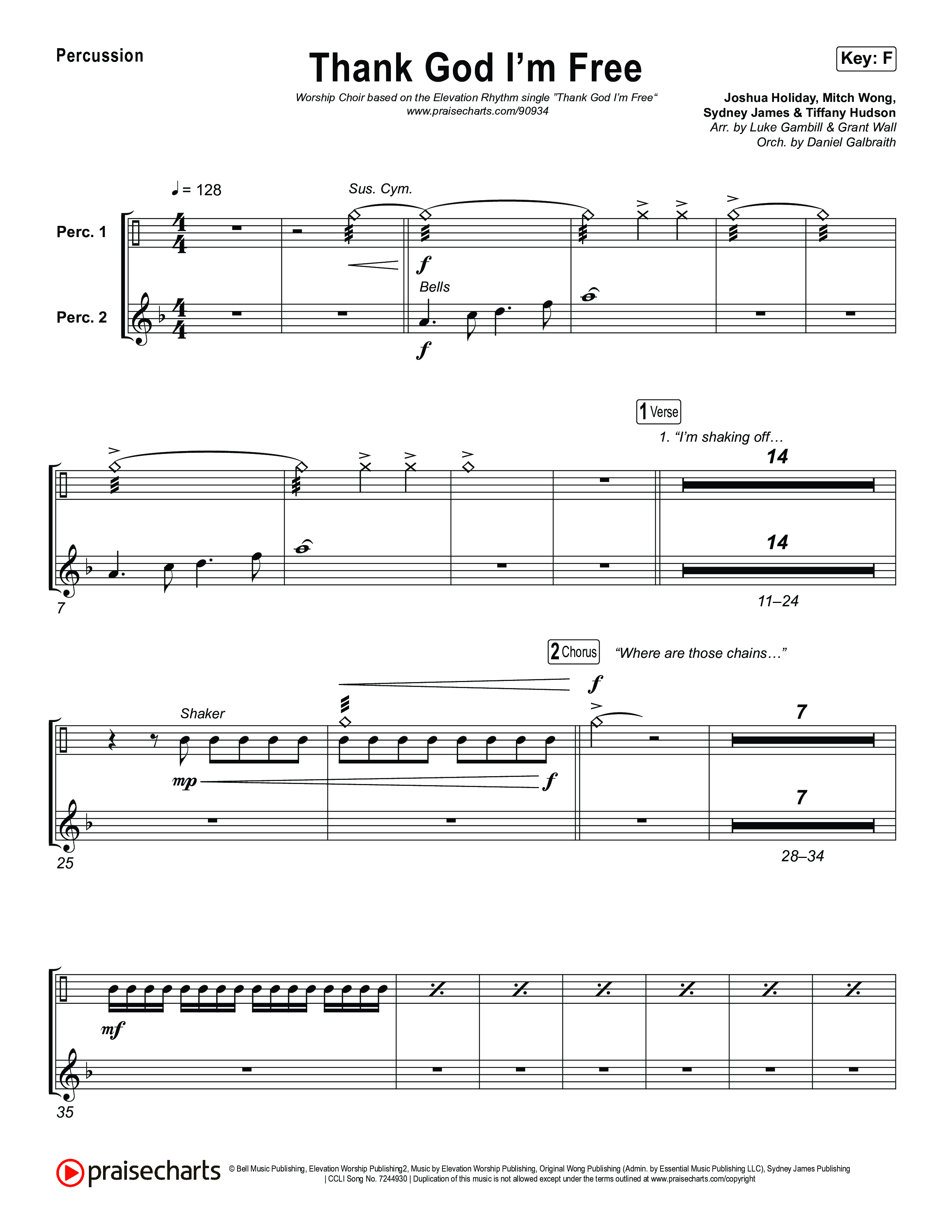 Thank God I'm Free (Worship Choir/SAB) Percussion (ELEVATION RHYTHM / Lizzie Morgan / Arr. Luke Gambill)